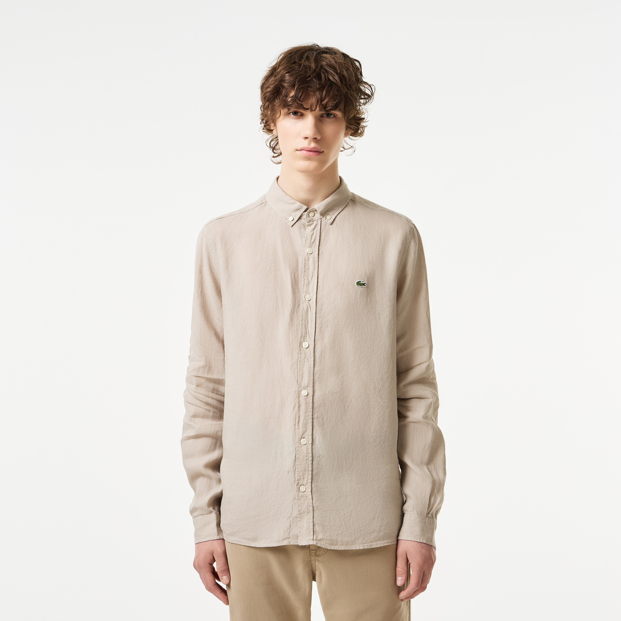 

Мужская льняная рубашка Lacoste, Бежевый