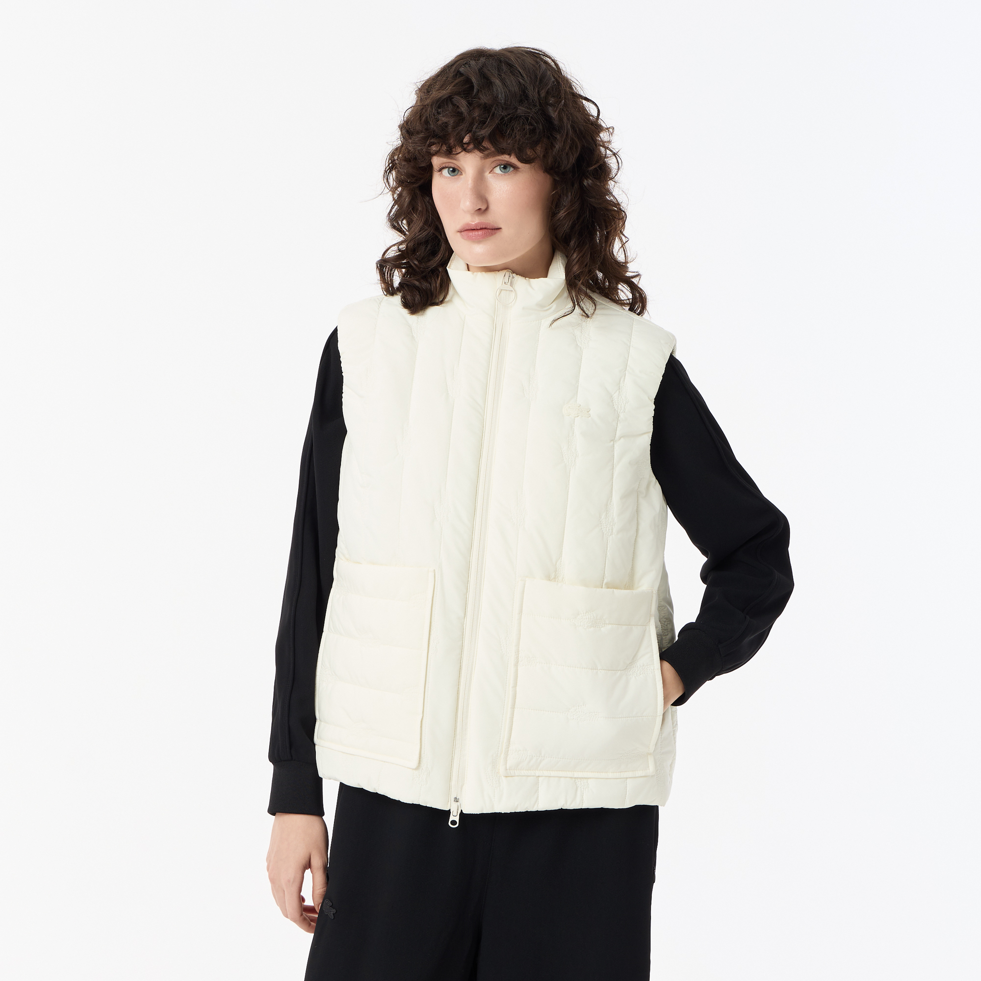 Женский стёганый жилет Lacoste, белый, арт. BF0501
