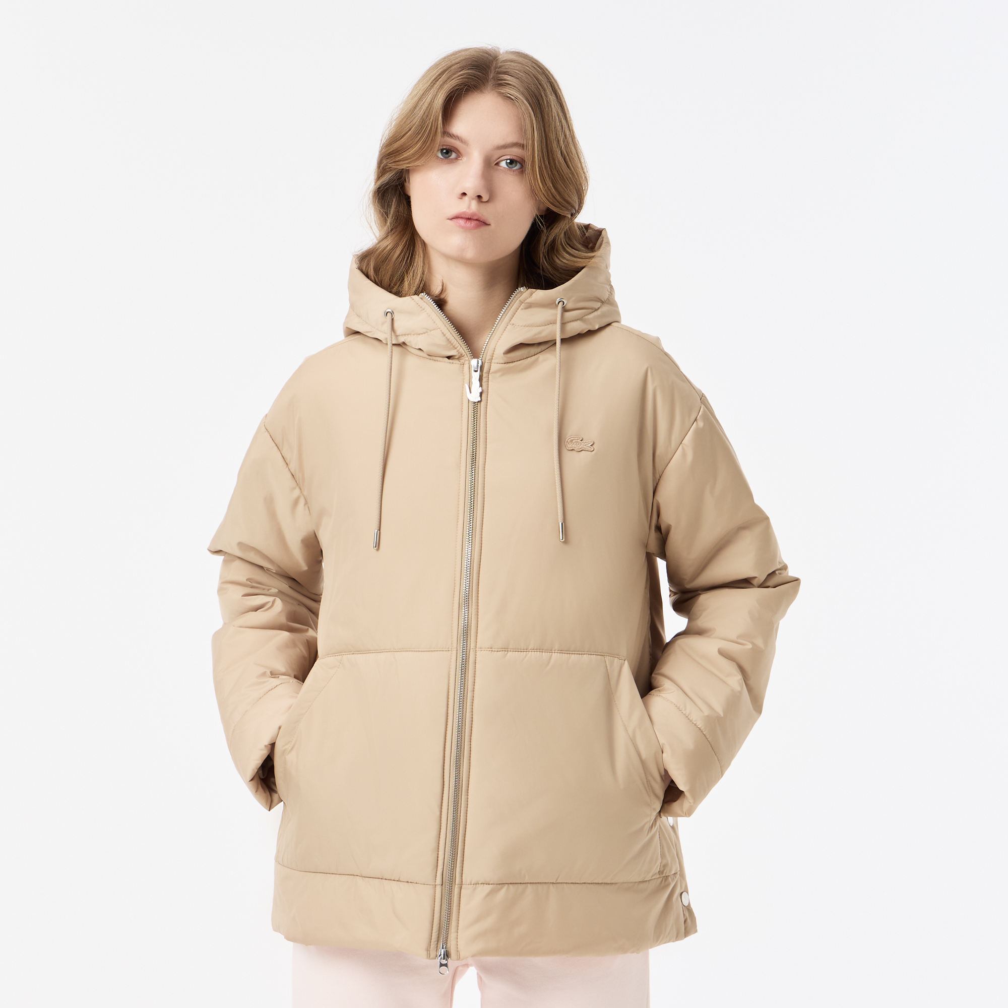 Женская куртка Lacoste с капюшоном, бежевый, арт. BF0504