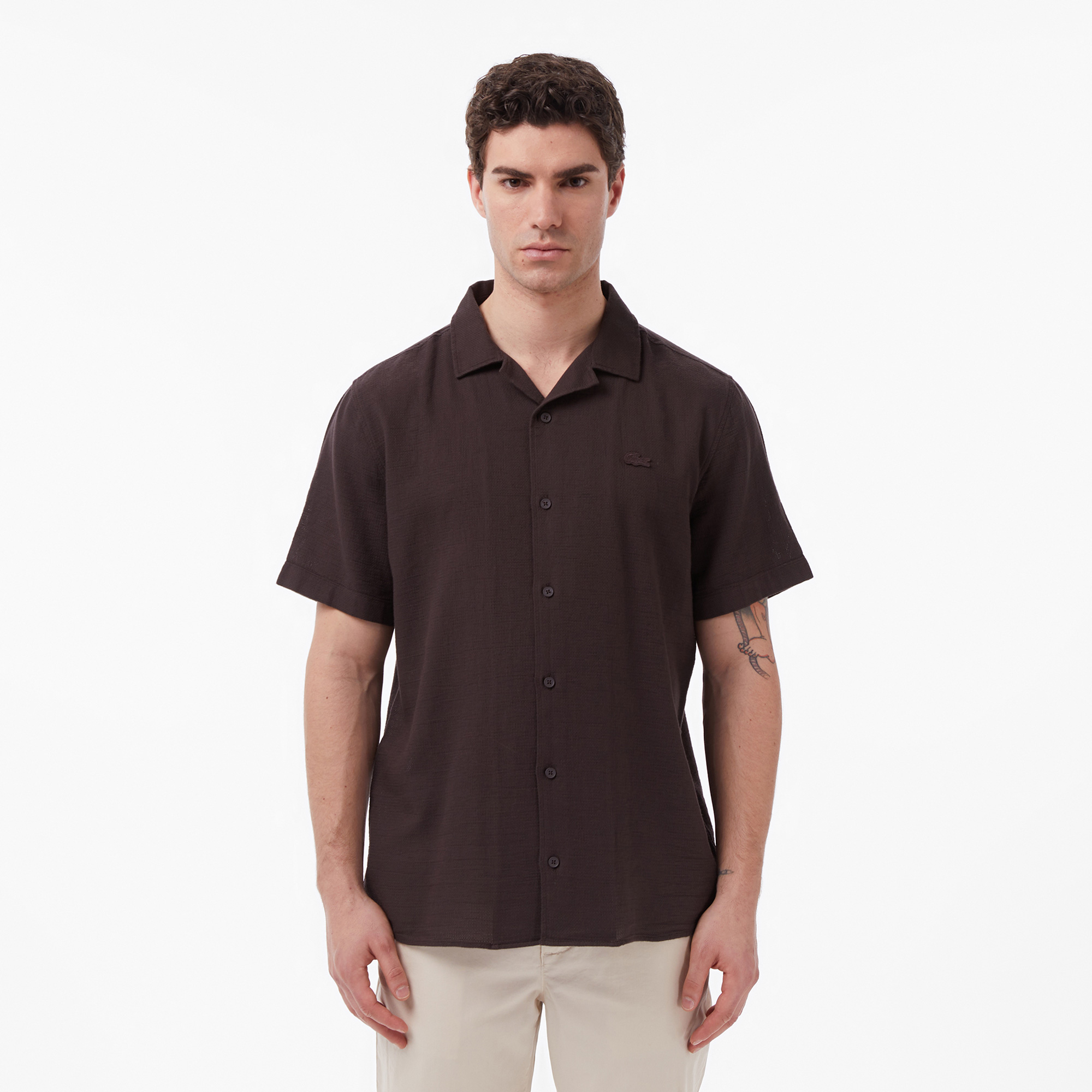 Рубашка Lacoste свободного кроя, коричневый, арт. CH0446