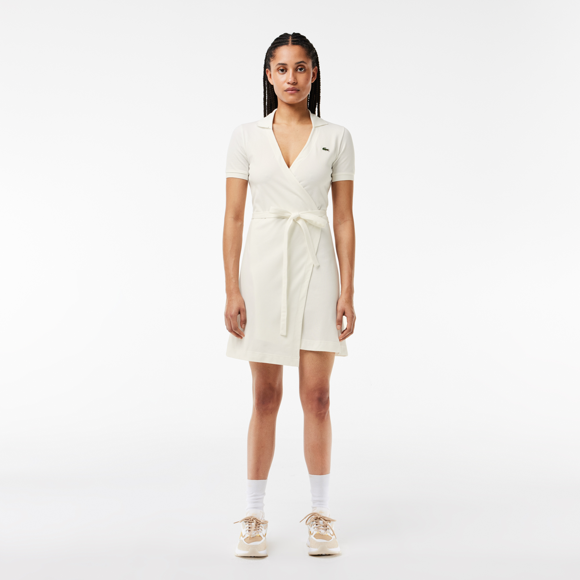 

Платье Lacoste с поясом из ткани Пике, Белый