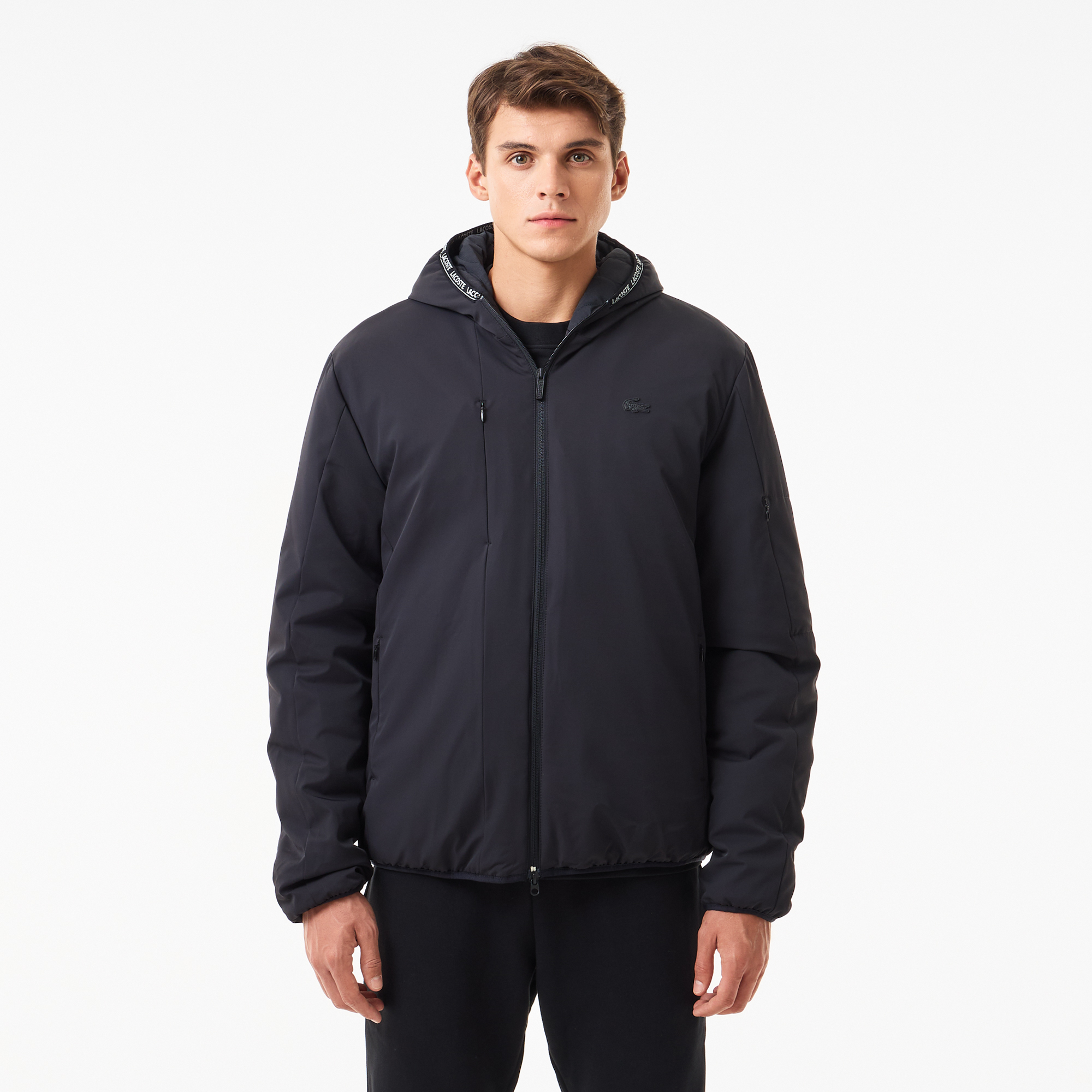 

Мужская водоустойчивая ветровка Lacoste с капюшоном, Чёрный