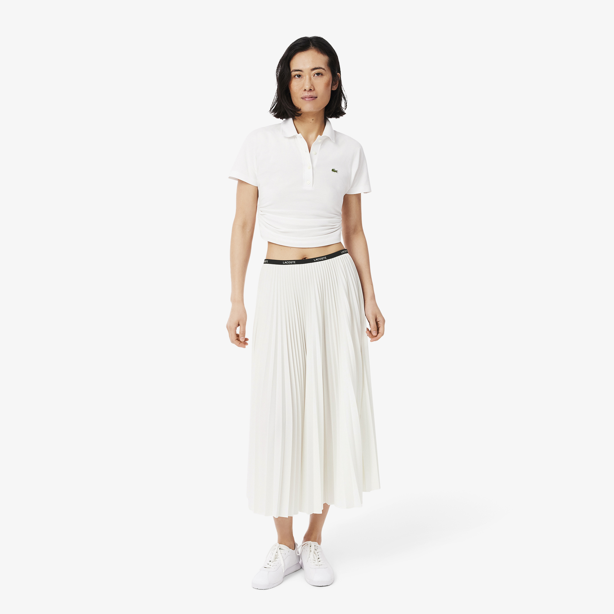Длинная плиссированная юбка Lacoste с эластичной талией, белый, арт. JF1402