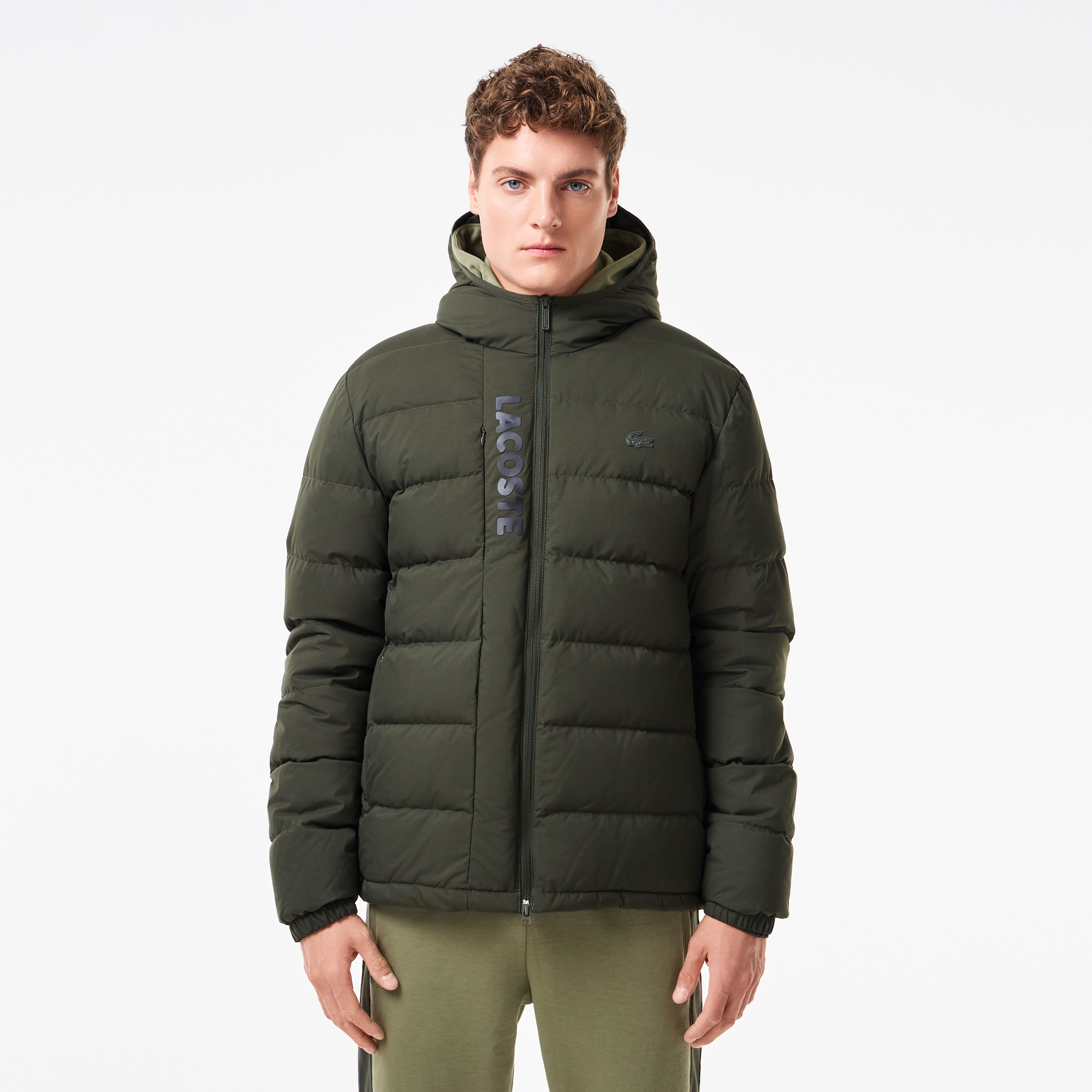 

Мужская куртка-бомбер Lacoste на молнии из хлопка, Хаки