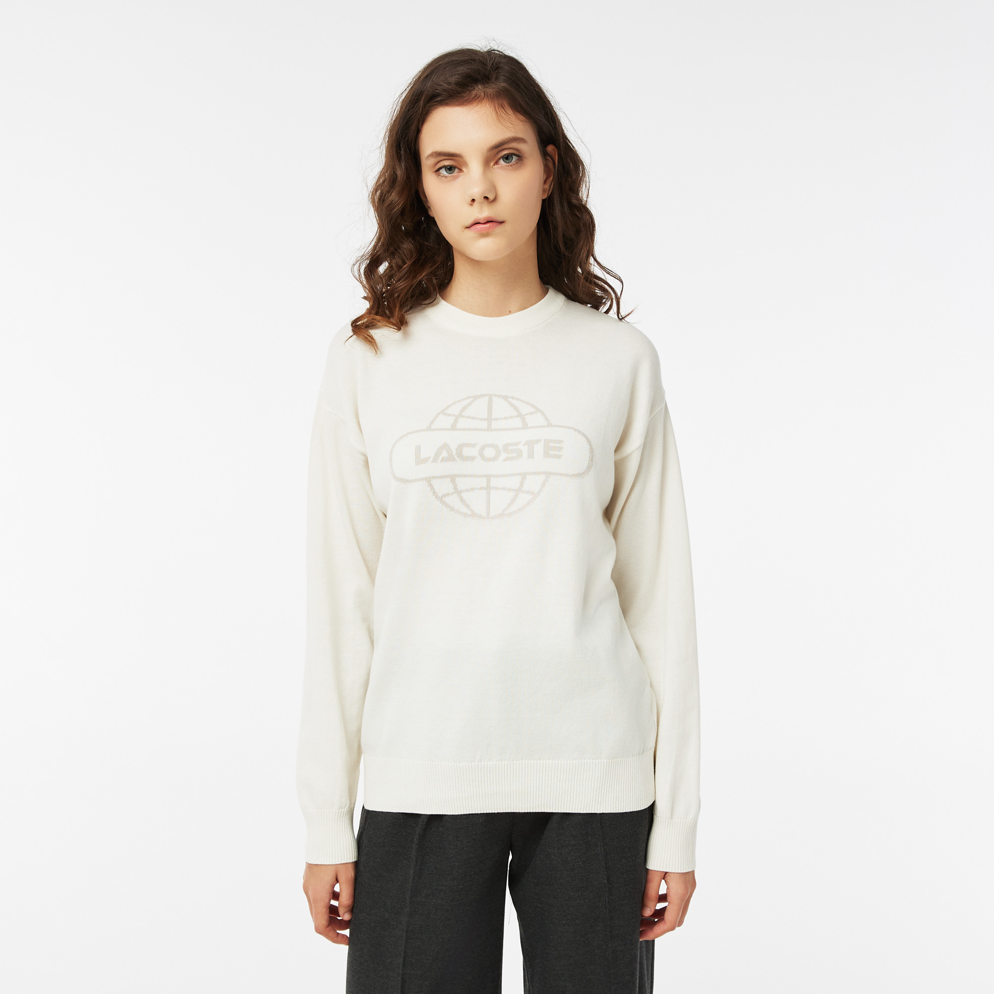 

Женский свитер Lacoste с круглым вырезом, Серый