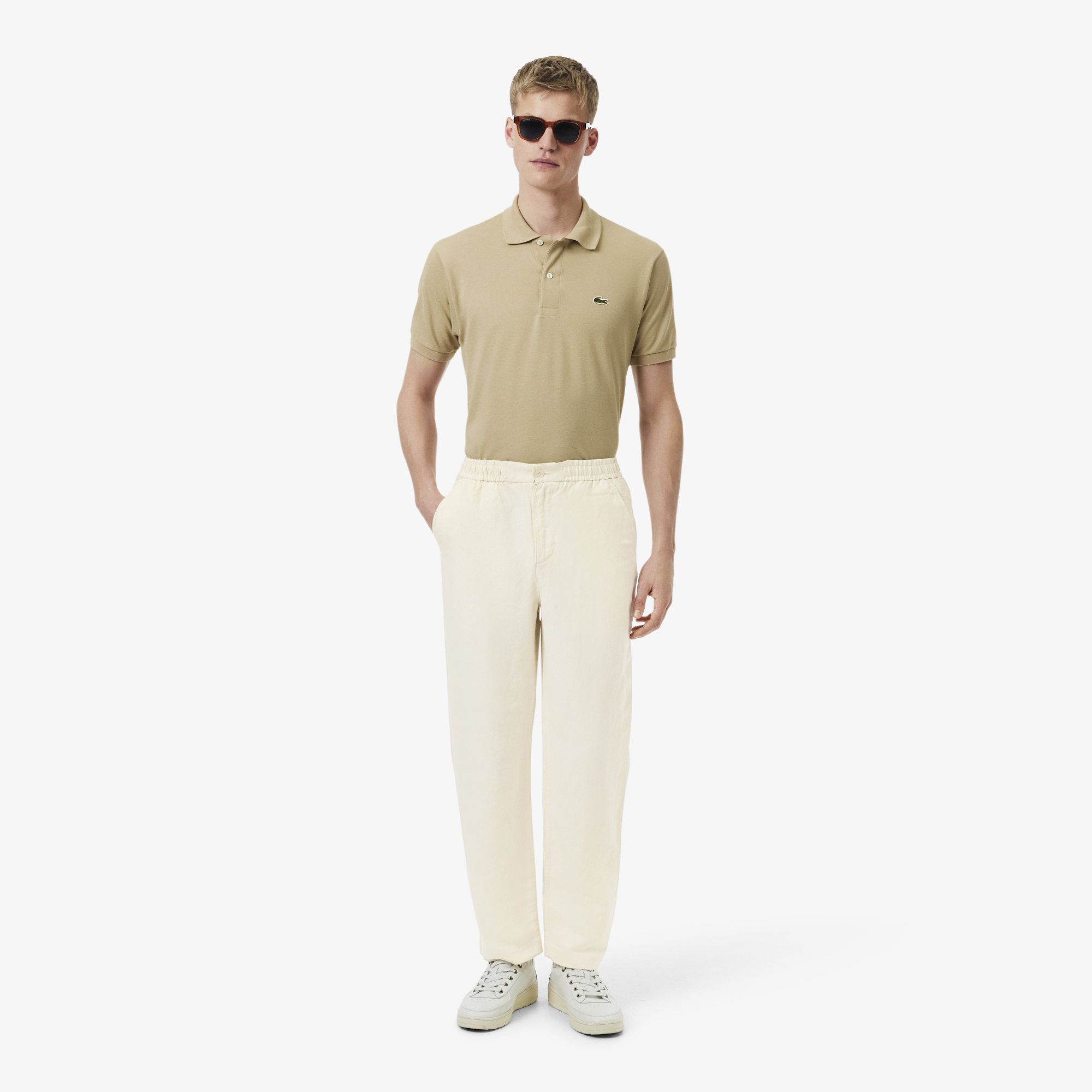 

Мужские брюки-чиносы Lacoste стандартного кроя из льна, Молочный