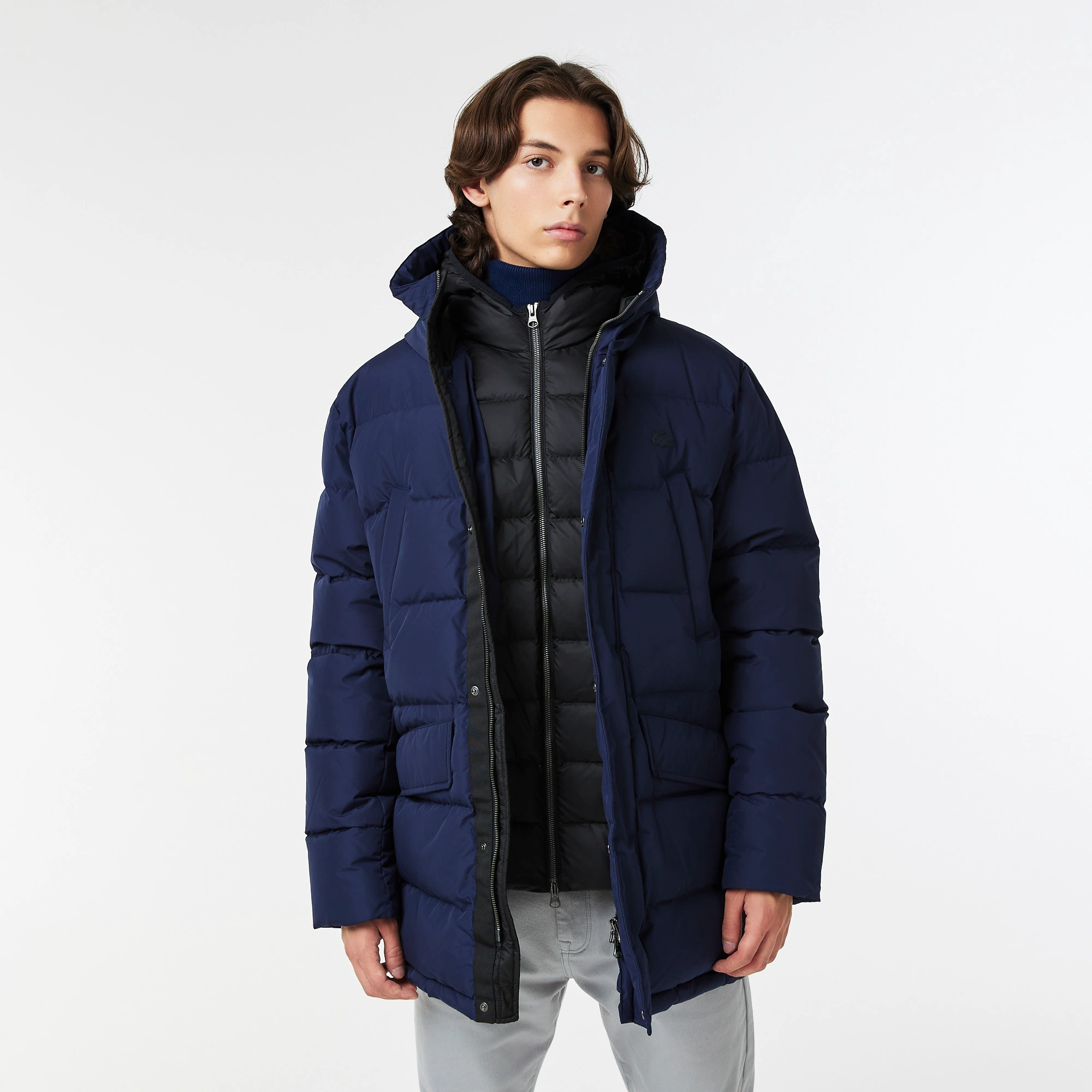 

Мужская удлинённая куртка Lacoste с капюшоном, Синий