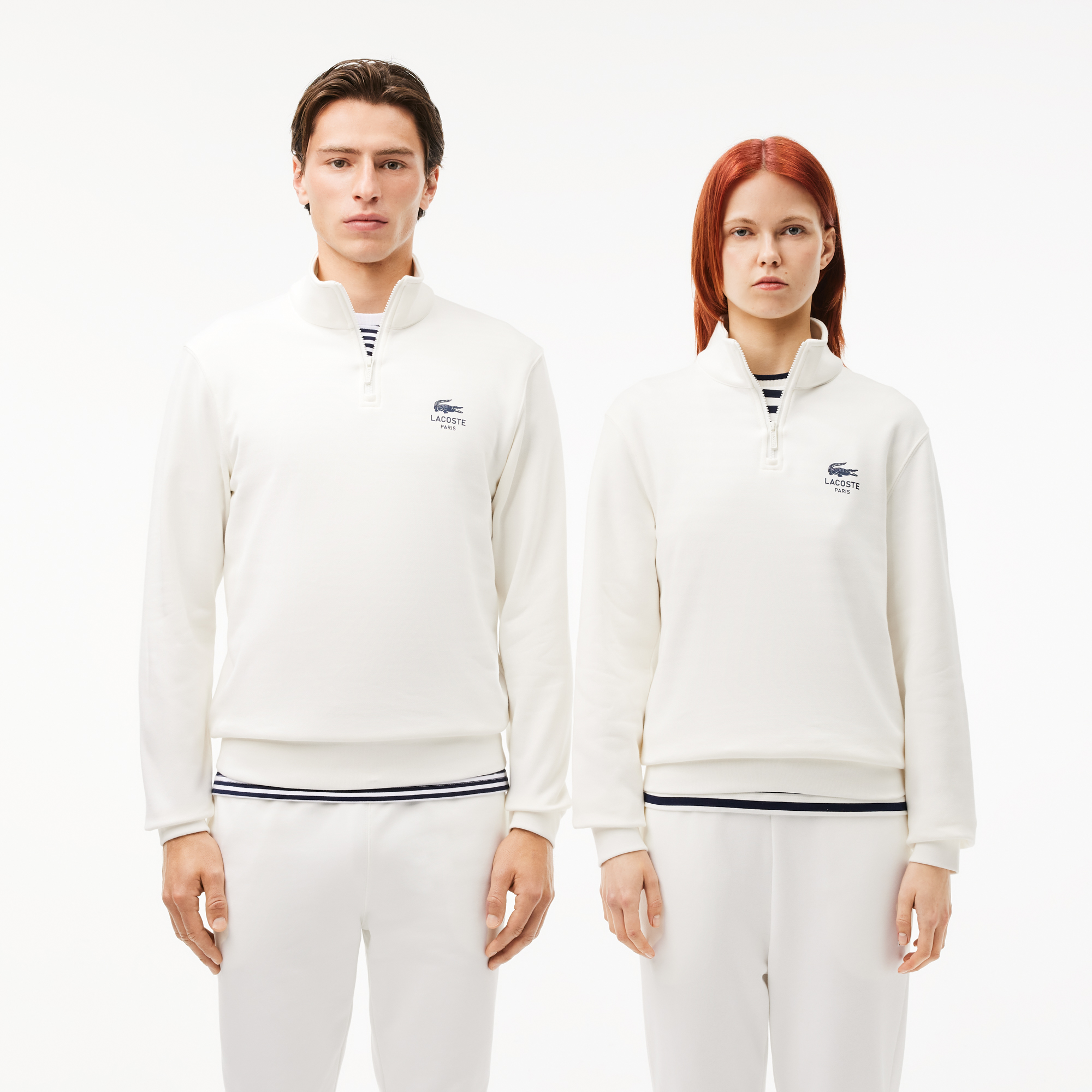 

Свитшот Lacoste унисекс с застежкой-молнией с высоким воротом, Белый