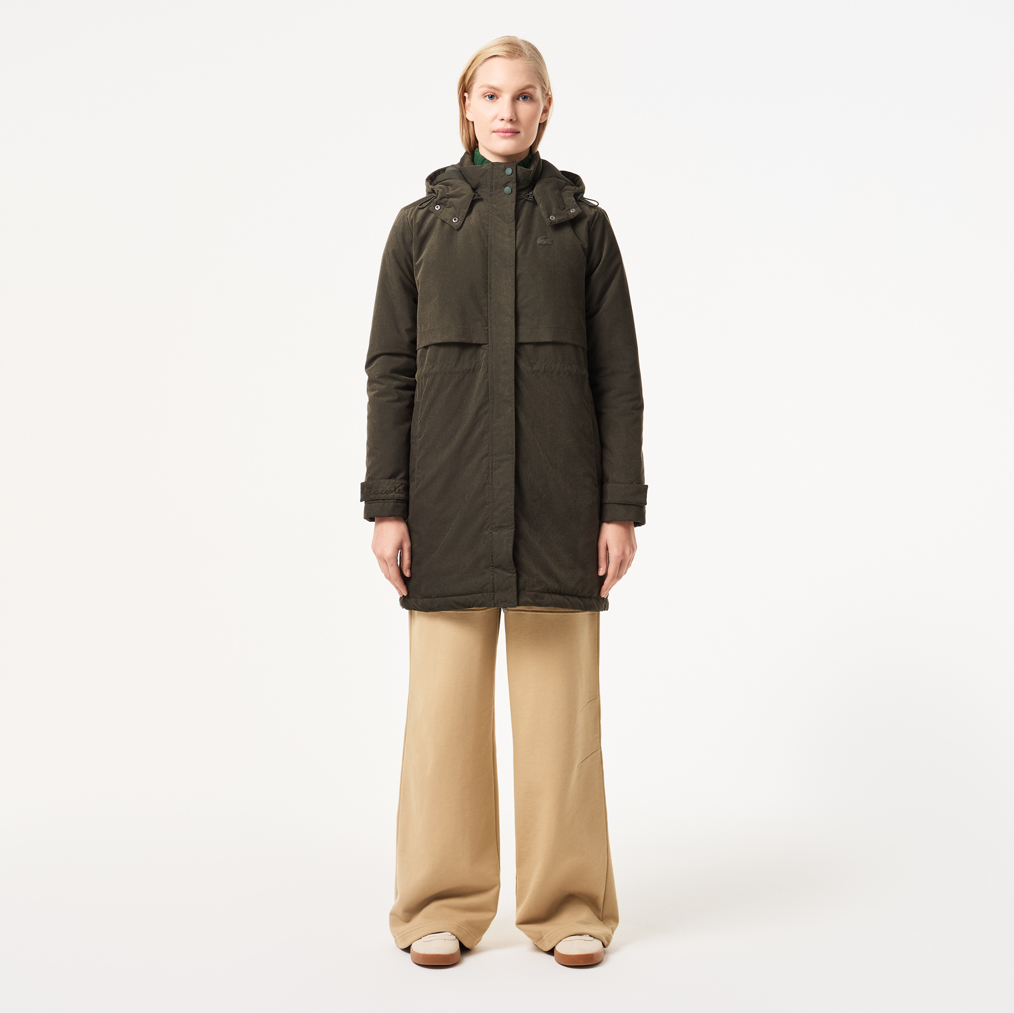 

Женская парка Lacoste свободного кроя с капюшоном, Хаки