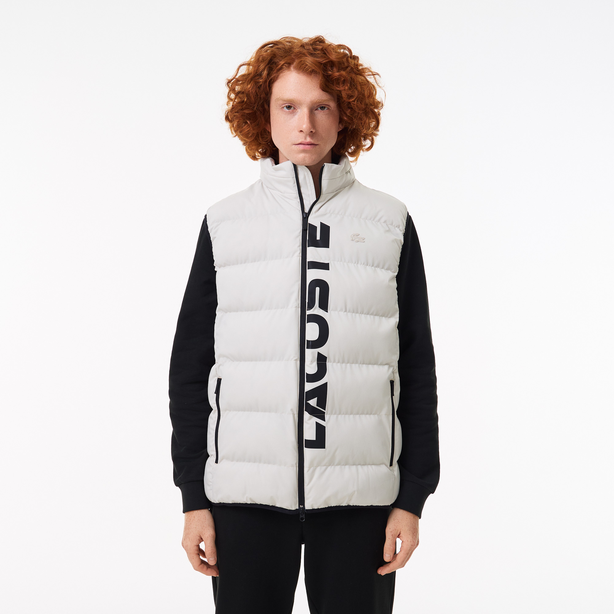 Мужской стёганый жилет Lacoste с высоким воротом, серый, арт. BH2407