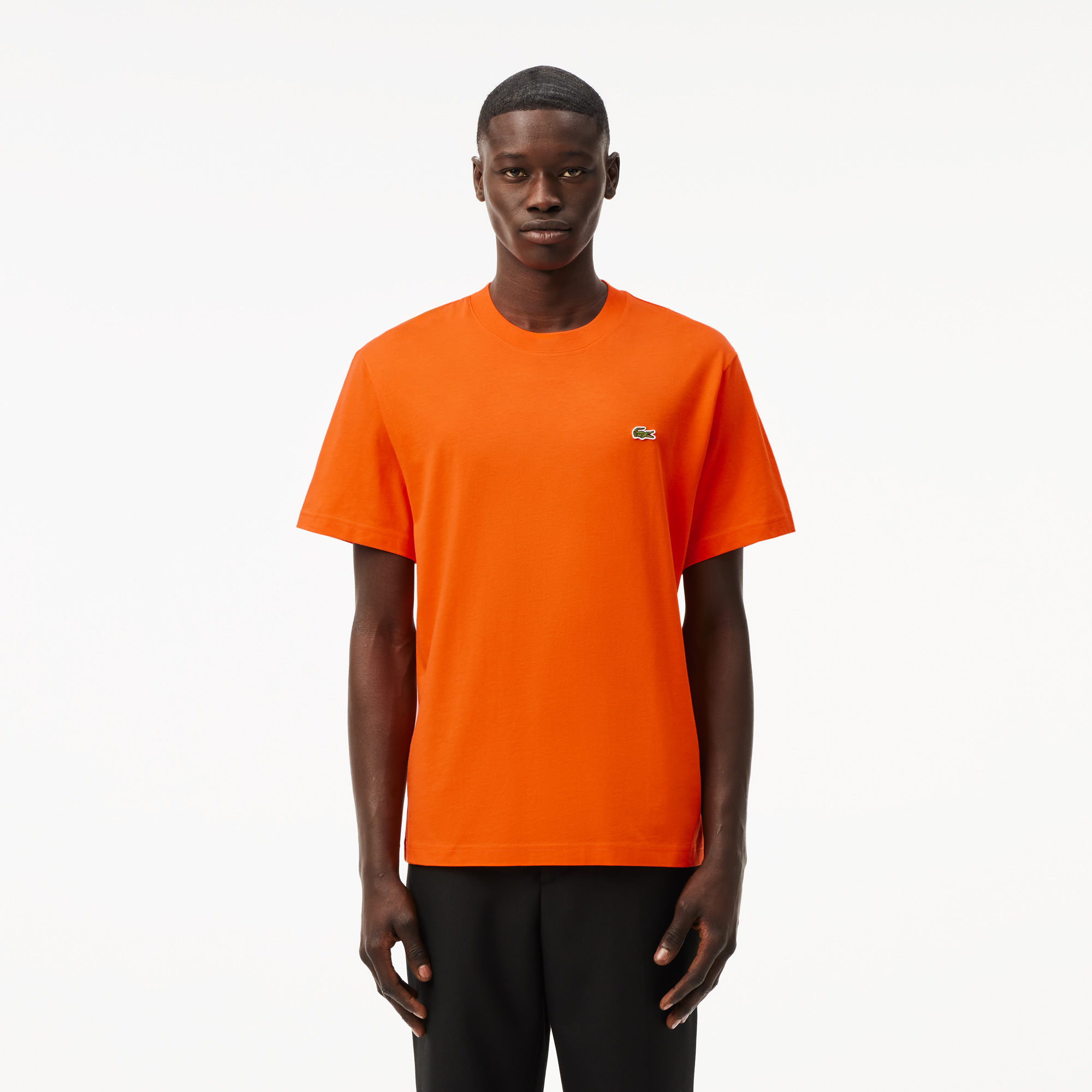 

Мужская хлопковая футболка Lacoste с коротким рукавом, Оранжевый