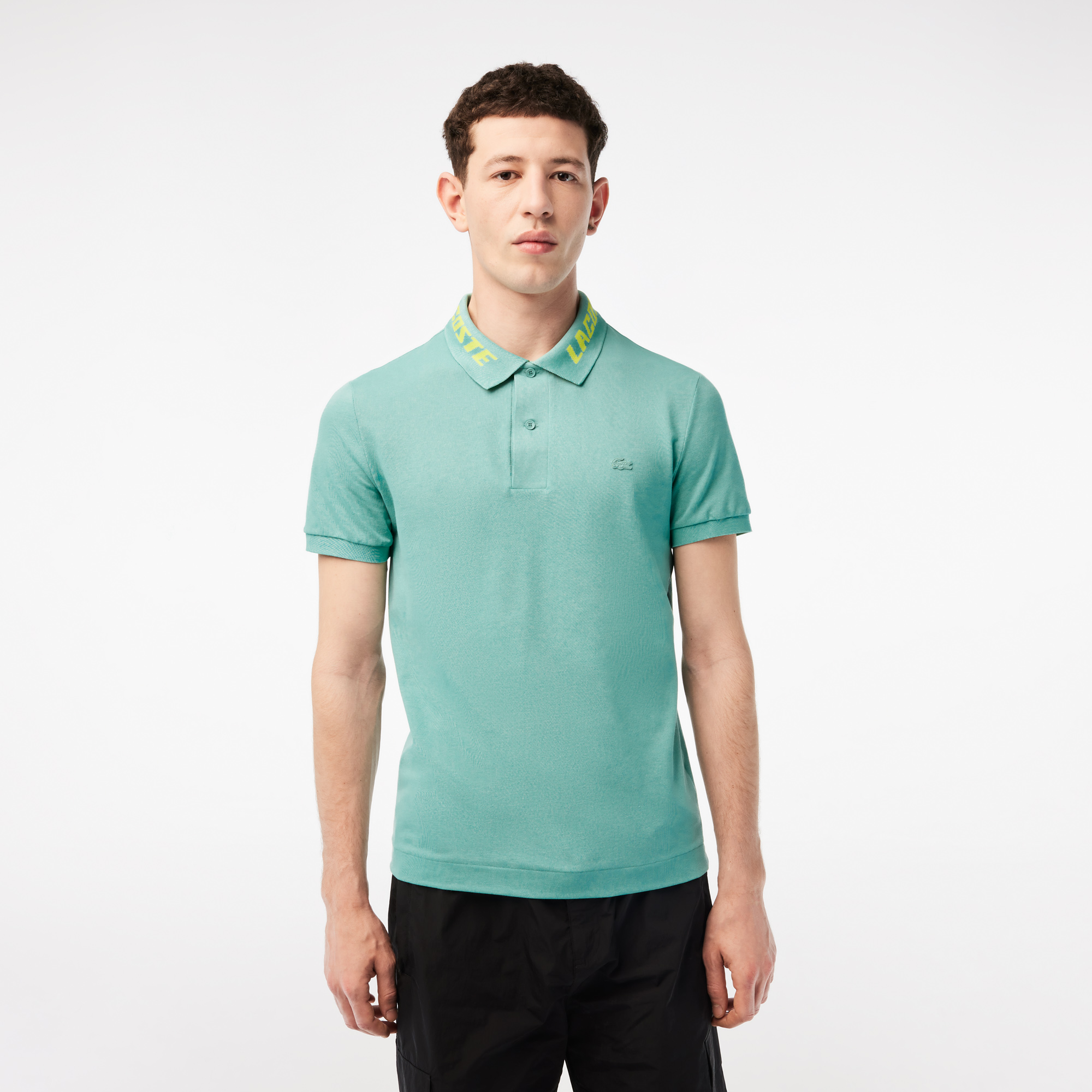 

Мужское поло Lacoste Slim Fit из эластичного хлопка, Зелёный