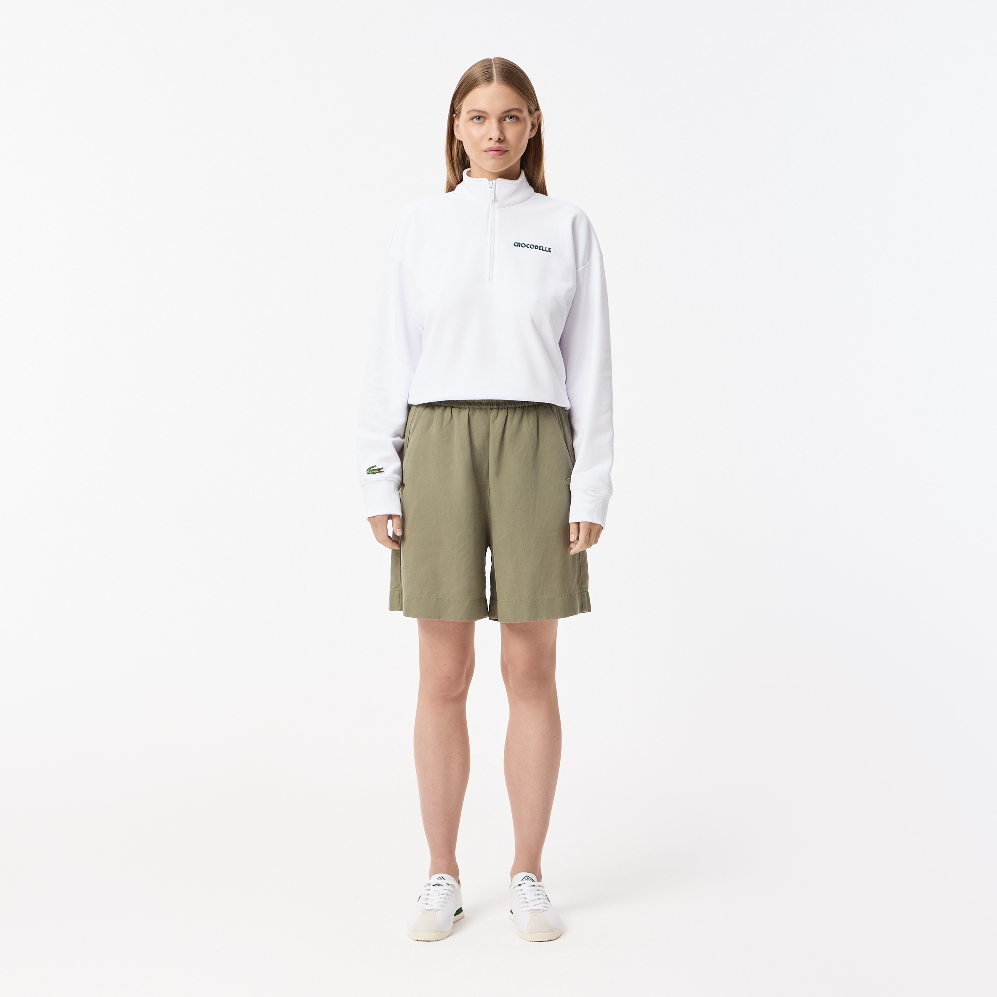 Женские шорты Lacoste изо льна, хаки, арт. FF0519