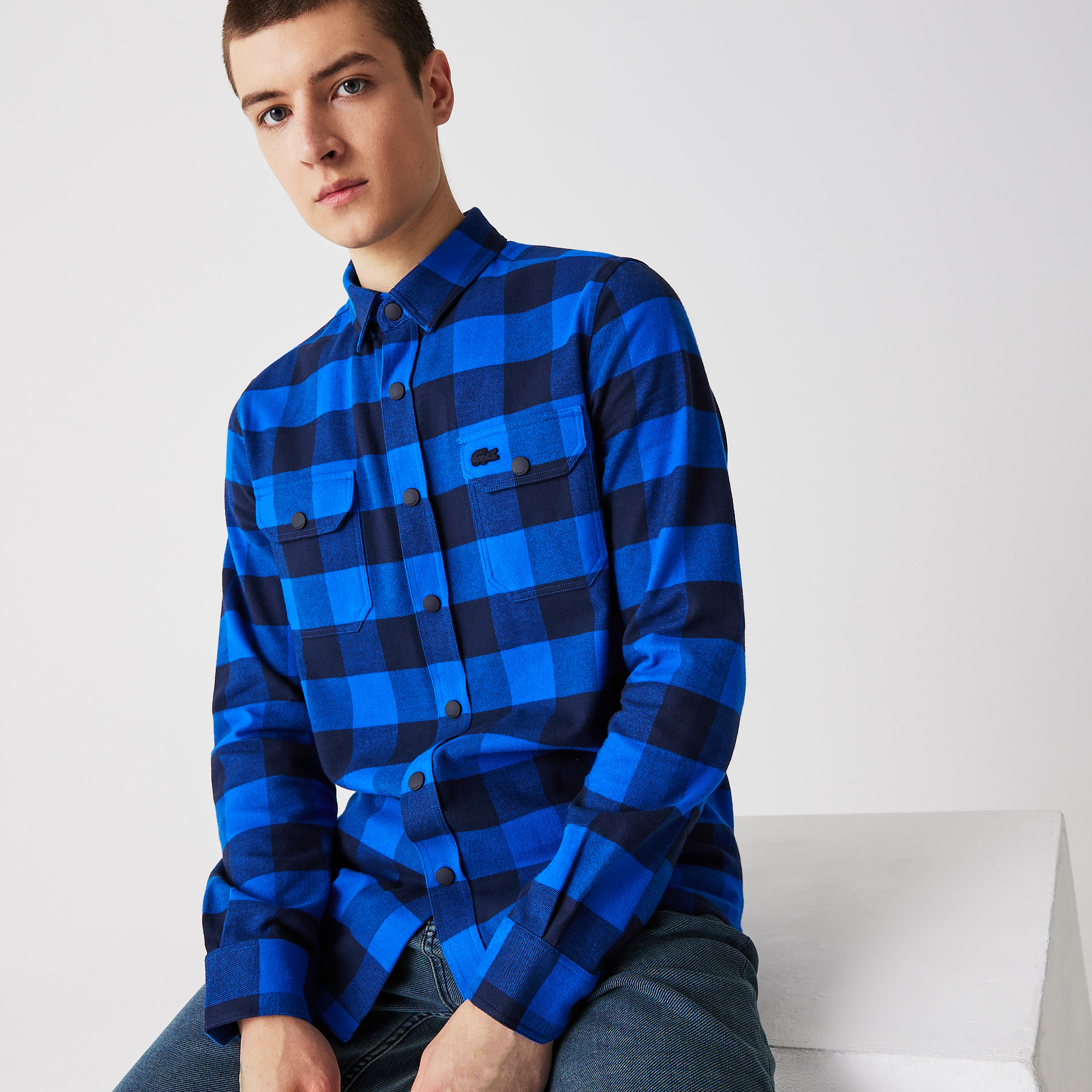 

Мужская клетчатая рубашка Lacoste приталенного кроя, Синий