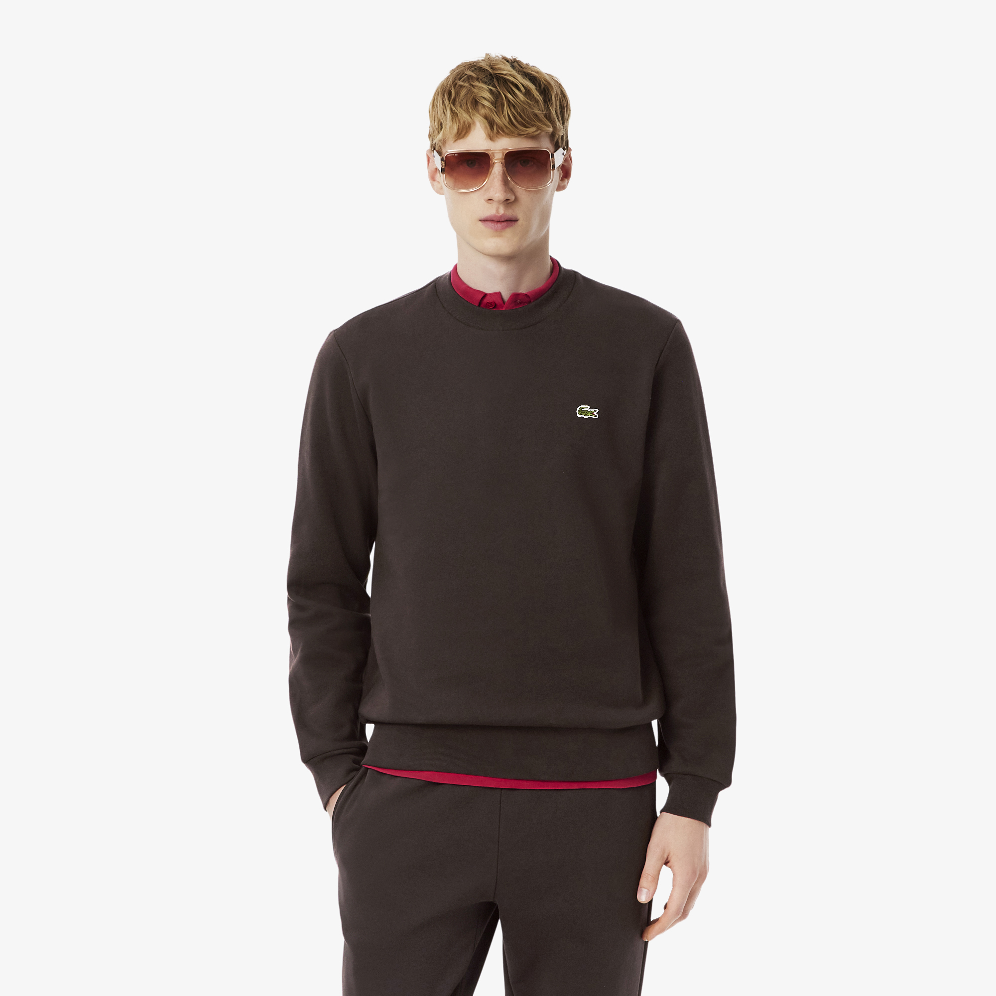 Мужская толстовка Lacoste с флисом, коричневый, арт. SH9608