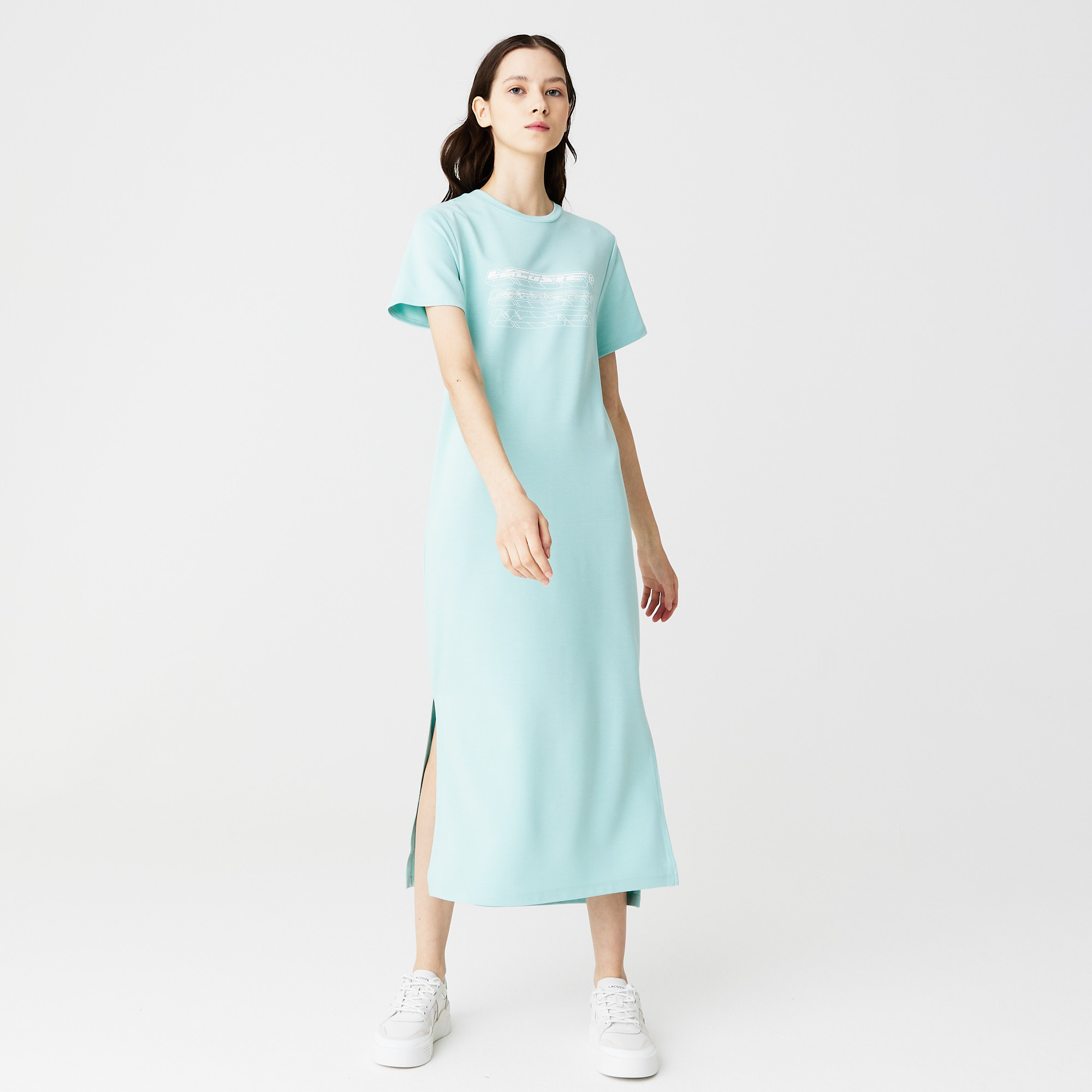 Женское платье Lacoste с вырезом, голубой, арт. EF0328