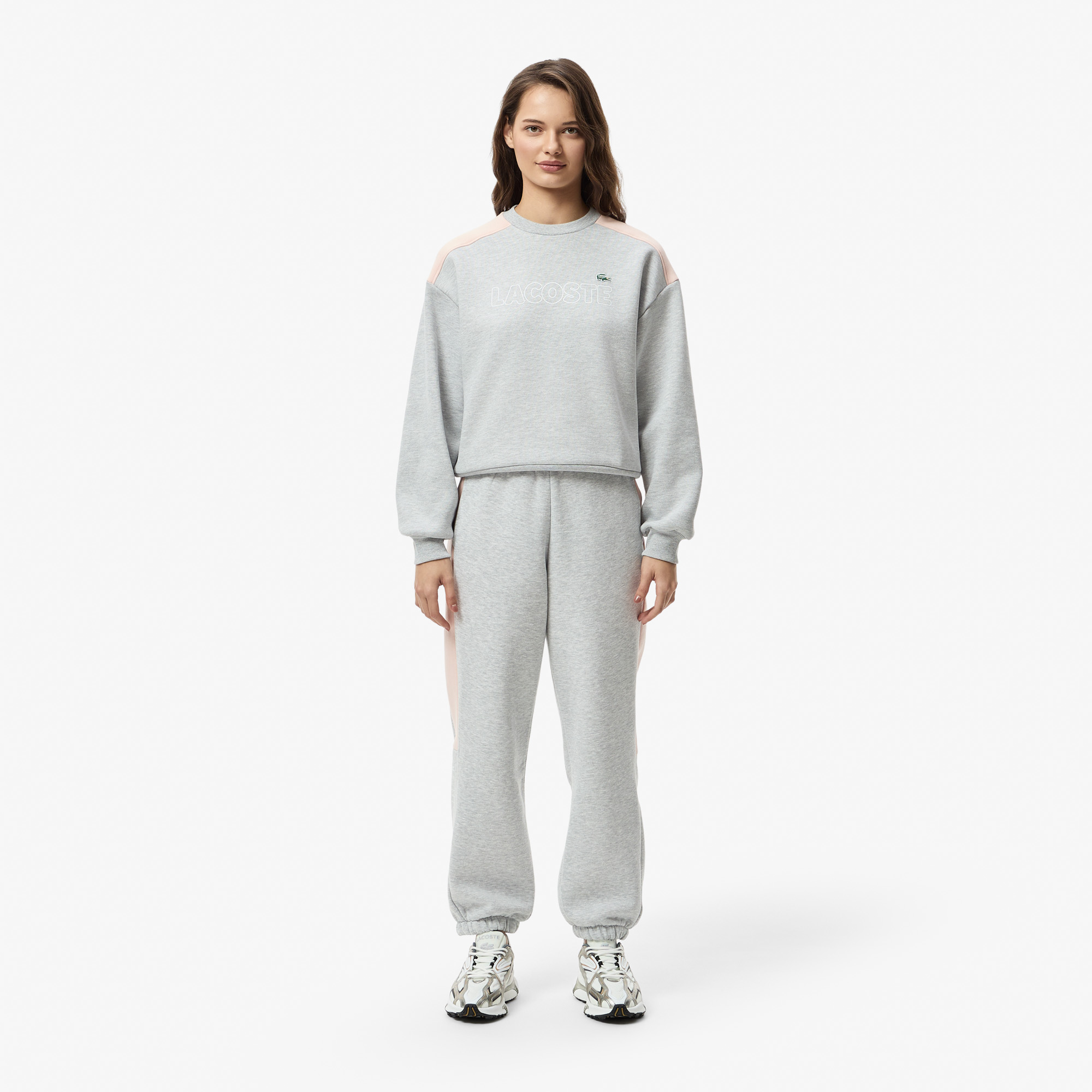 

Женские хлопковые спортивные брюки Lacoste, Серый
