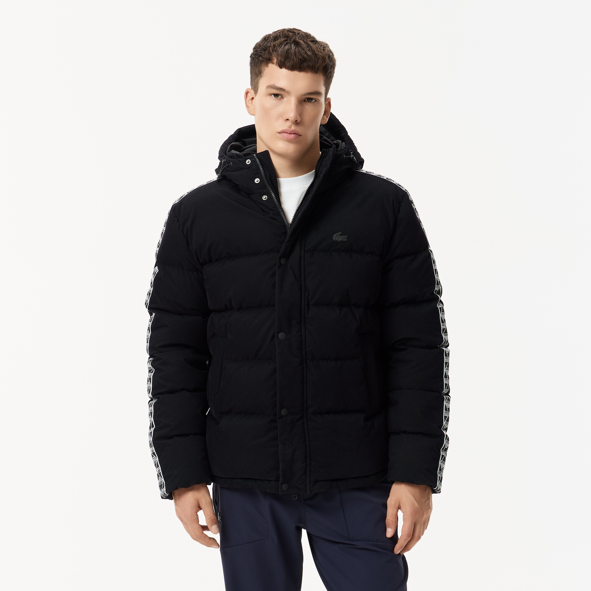 

Мужская стёганая куртка Lacoste с капюшоном, Чёрный