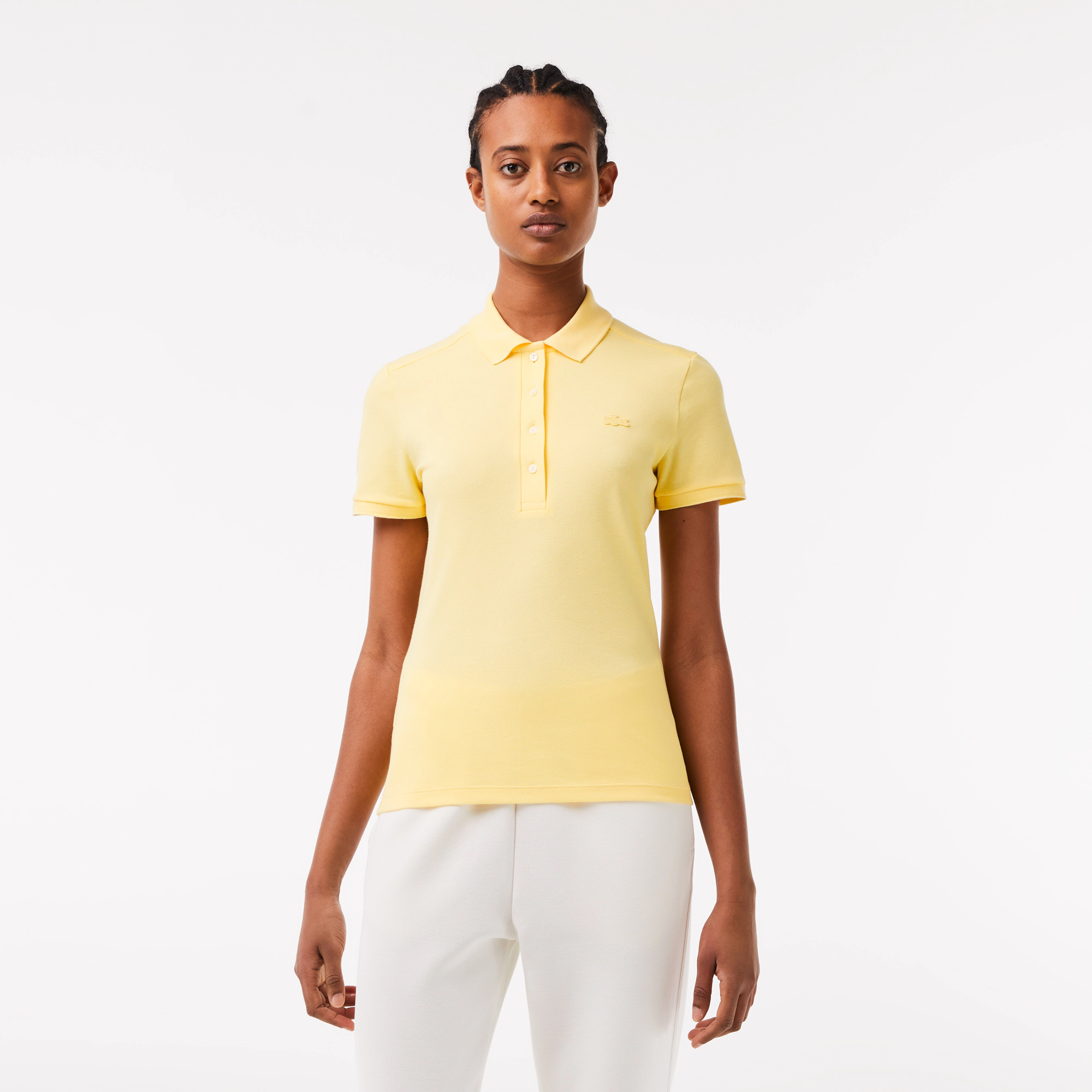 

Женское поло Lacoste приталенного кроя из эластичного хлопка, Жёлтый