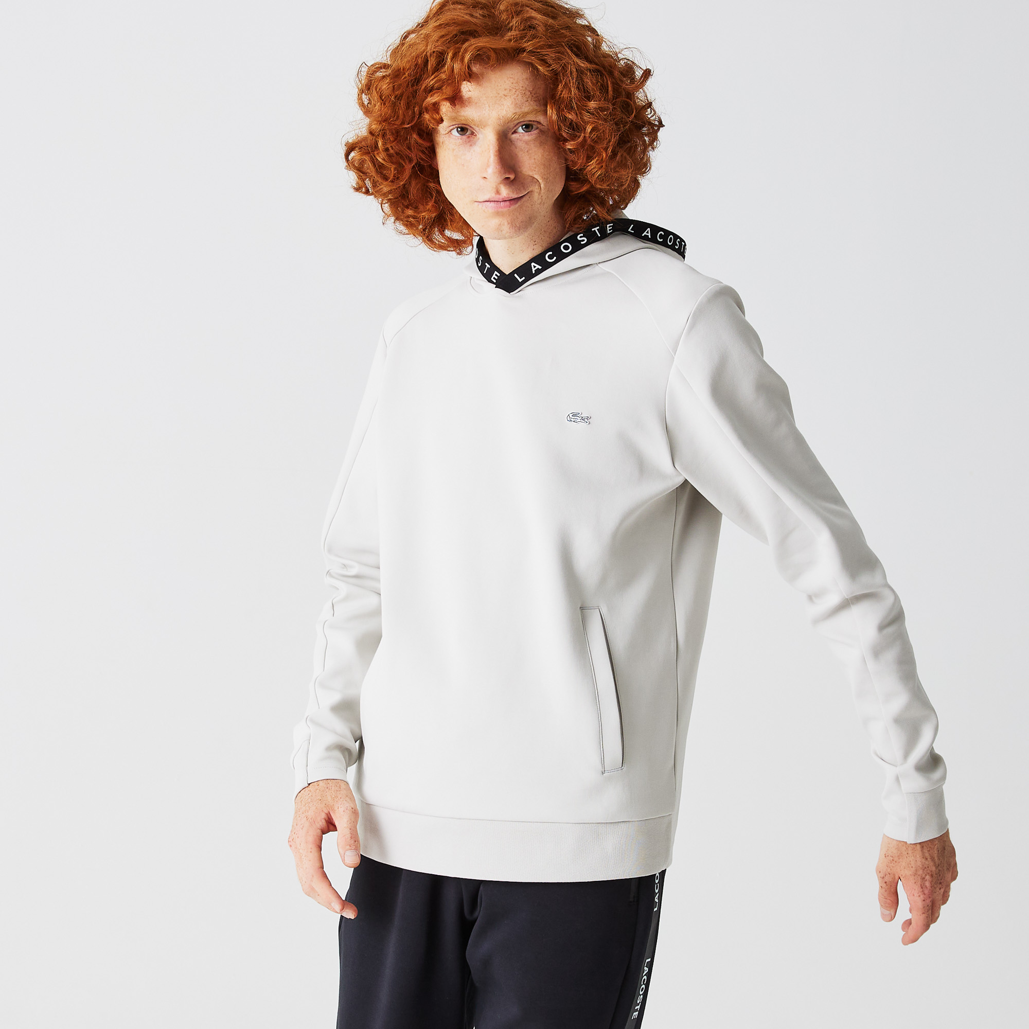 

Мужская толстовка - худи Lacoste стандартного кроя, Серый