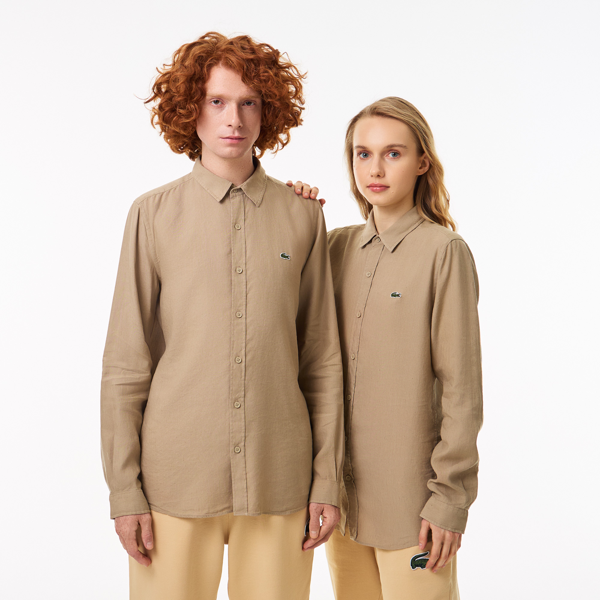 

Мужская рубашка Lacoste из смеси льна, Бежевый