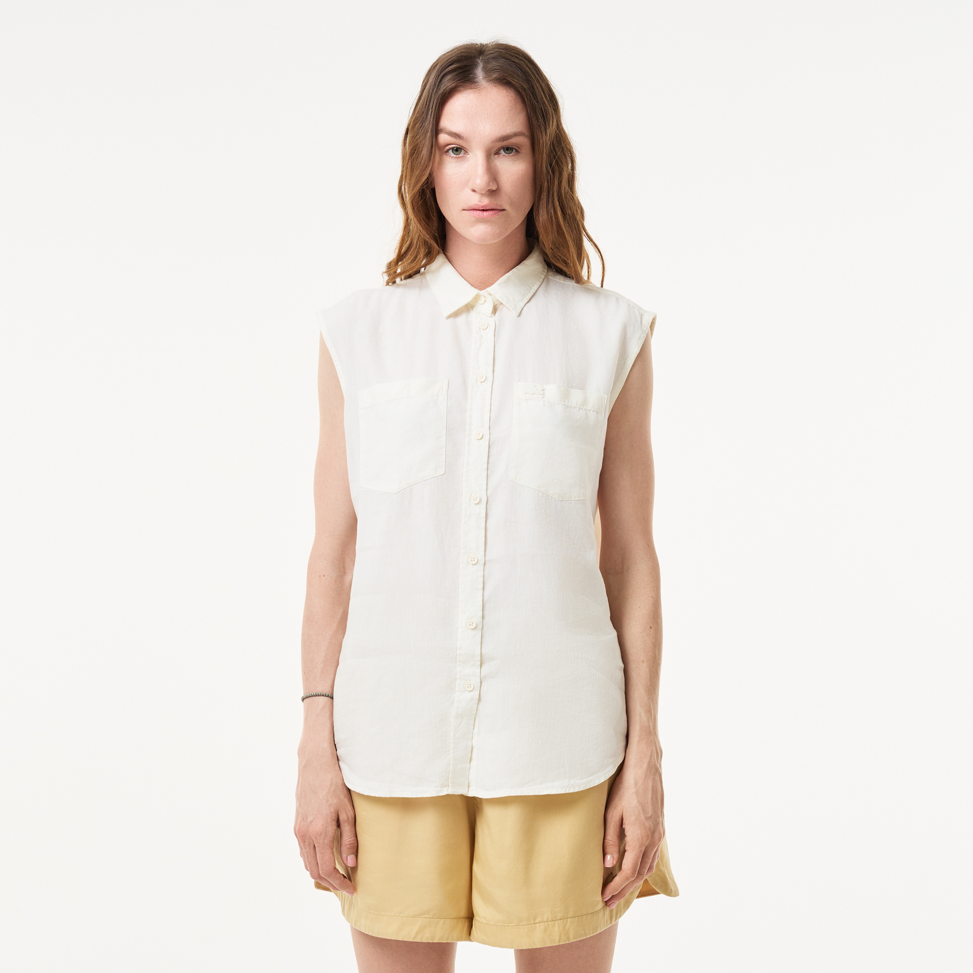 

Женская рубашка Lacoste из льна и тенселя, Белый