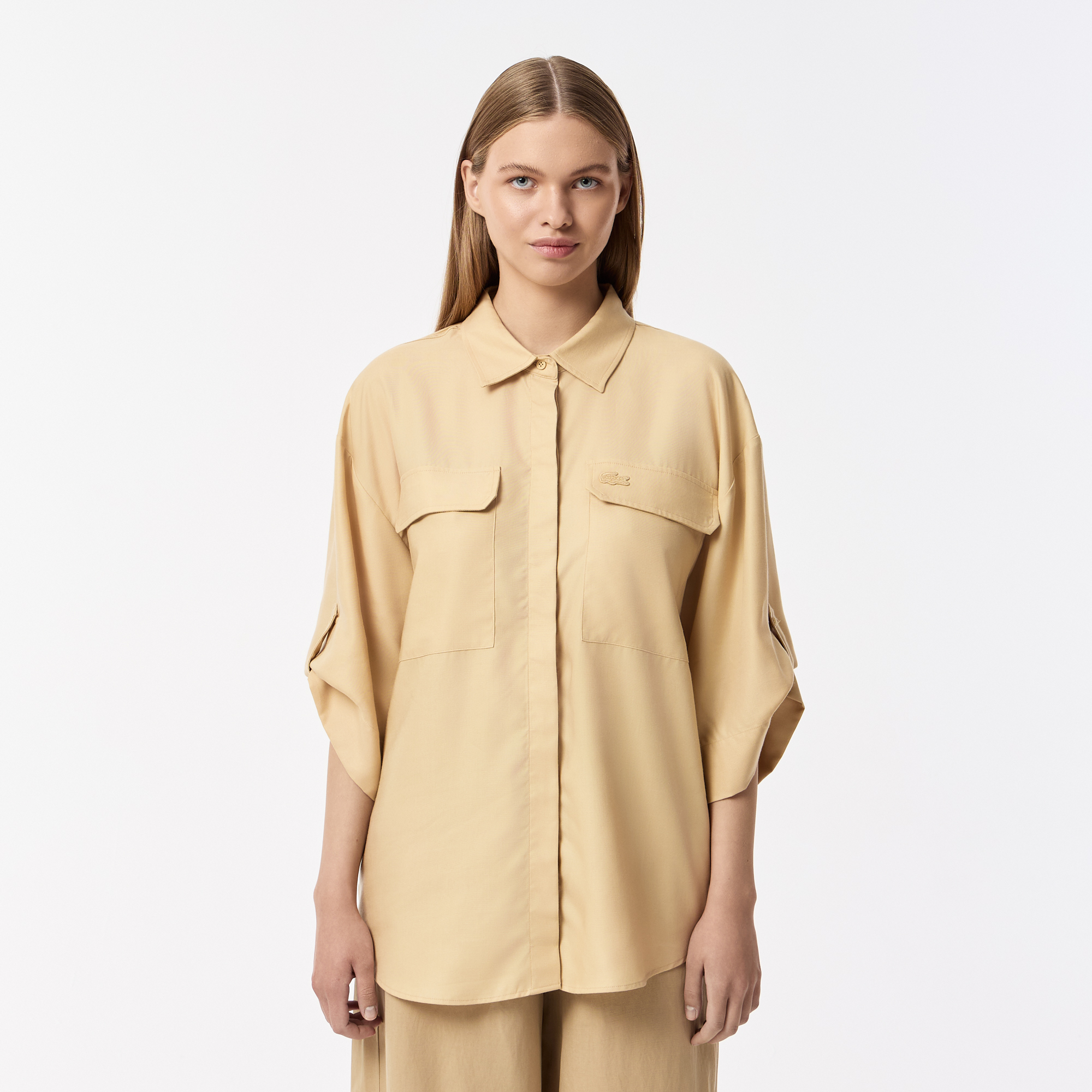 

Женская рубашка Lacoste из тенселя, Бежевый