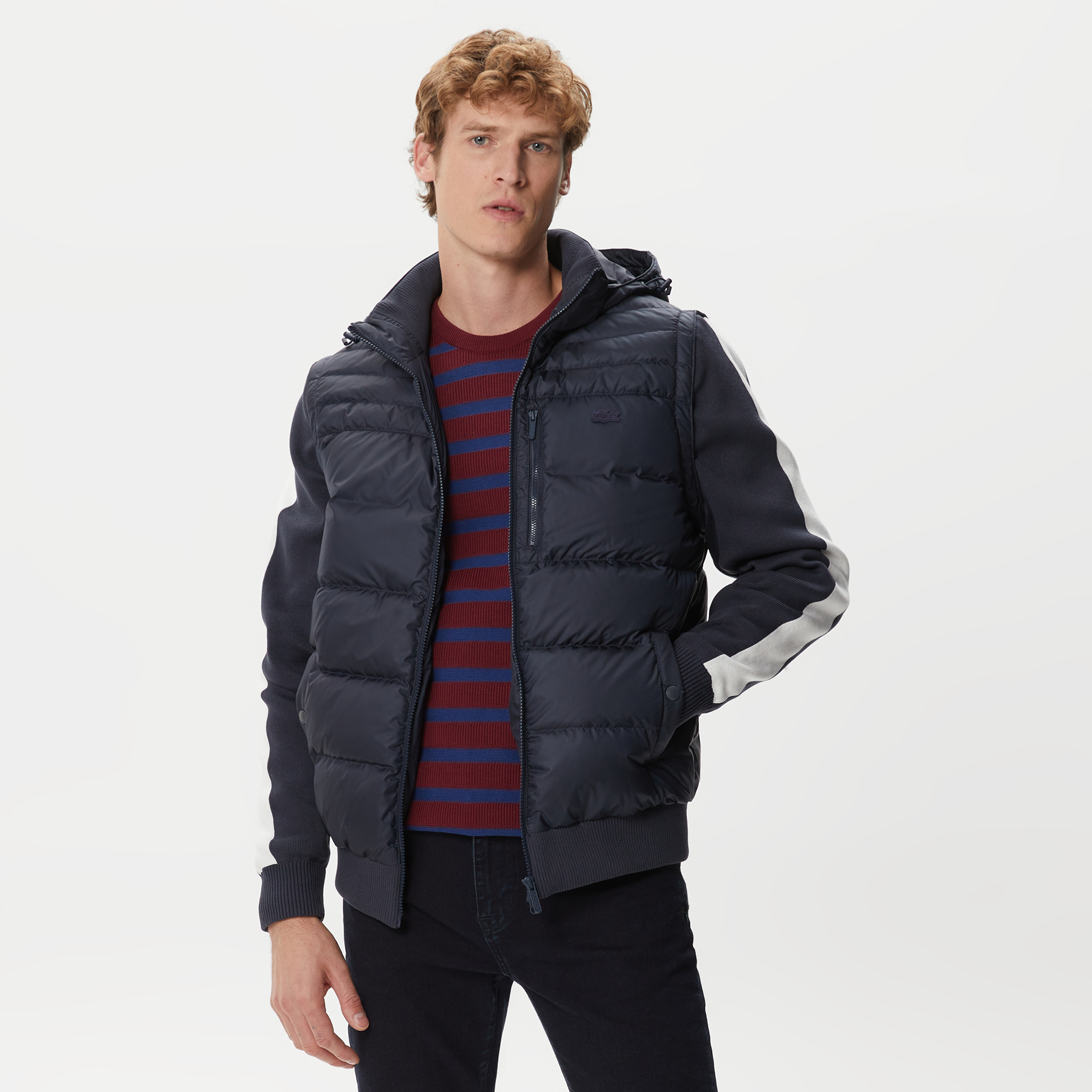 

Мужской утеплённый жилет Lacoste с капюшоном, Синий