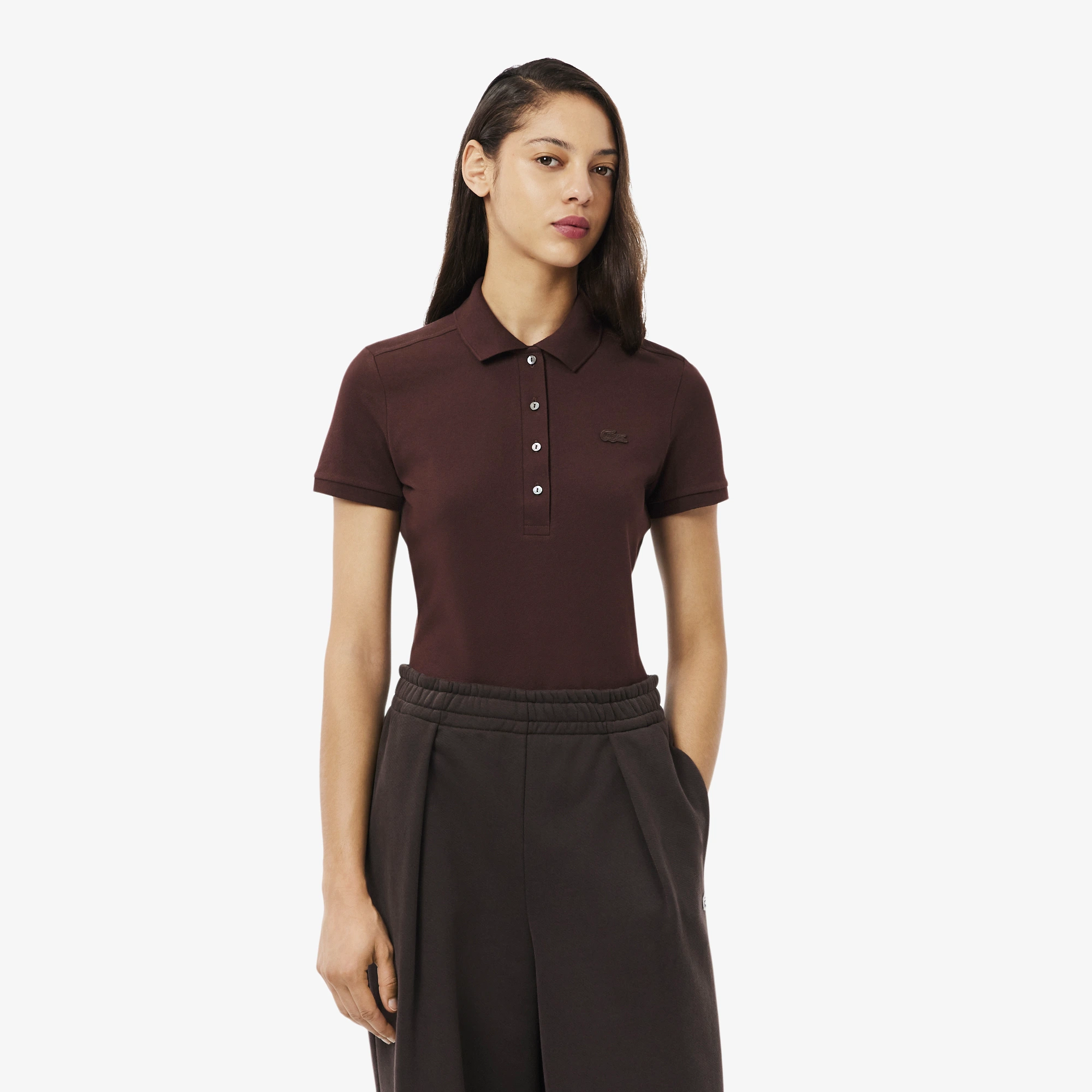 Женское поло Lacoste Slim Fit из эластичного хлопка, красный, арт. PF5462