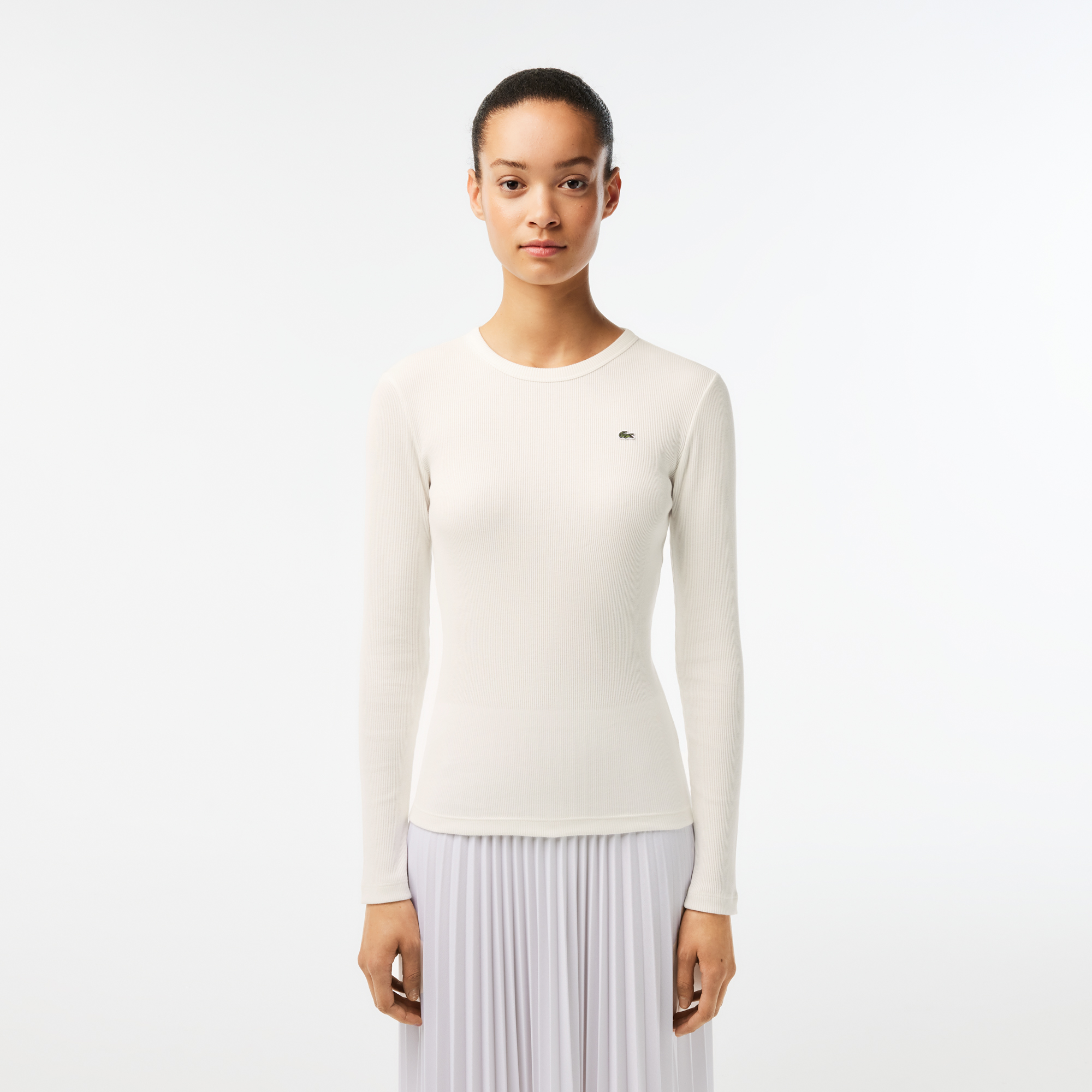 Женская футболка Lacoste Slim Fit с длинными рукавами, белый, арт. TF1692