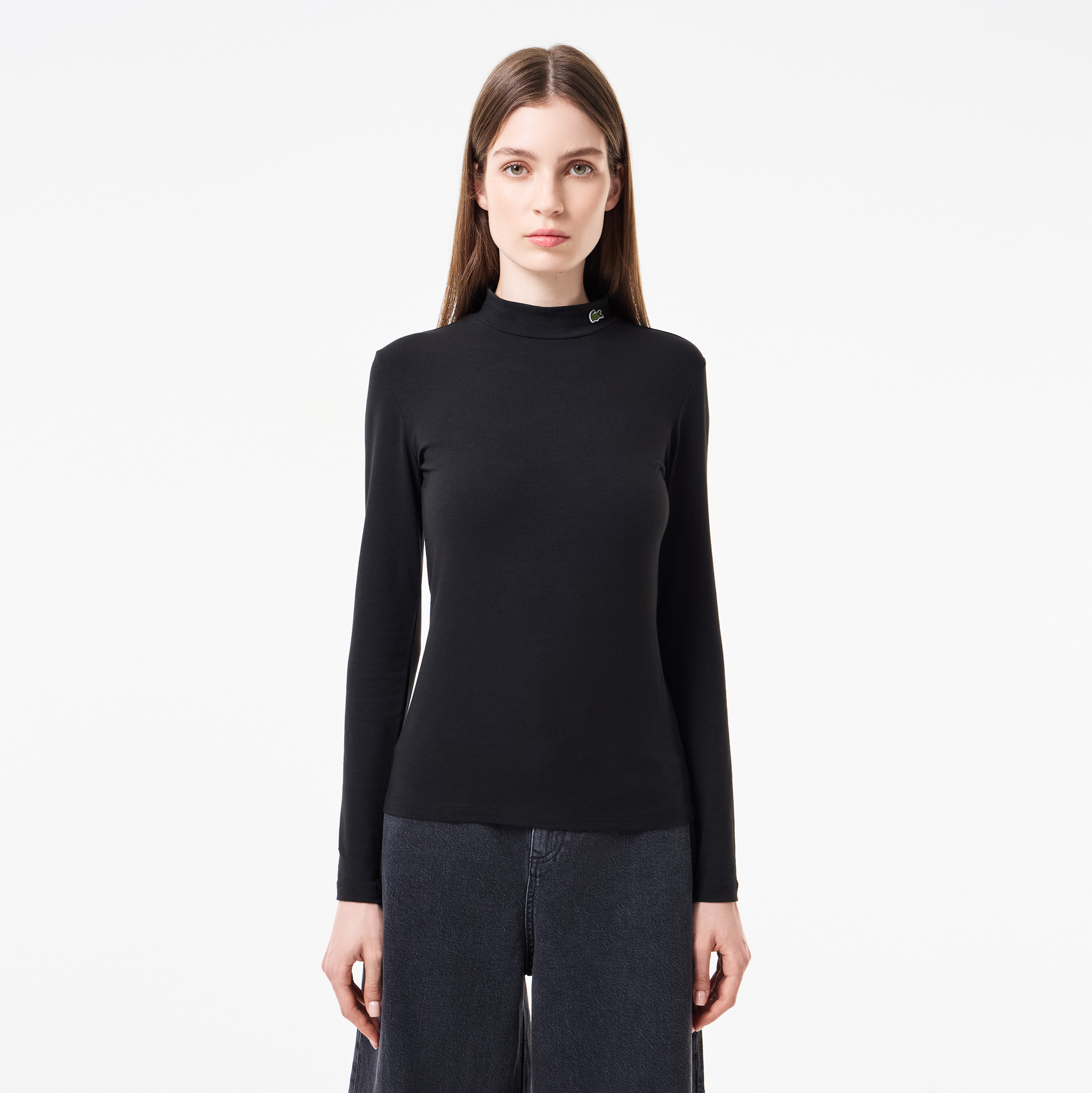 Женский лонгслив Lacoste Slim Fit, черный, арт. TF2675