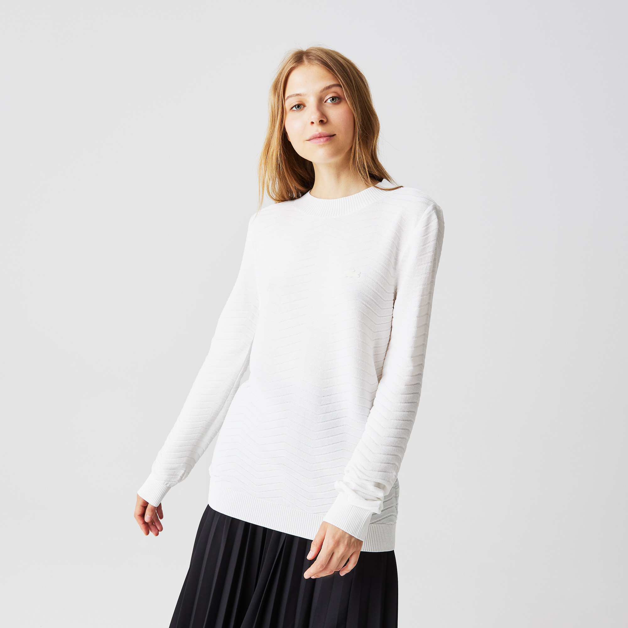 Свитер Lacoste в полоску, белый, арт. AF2255