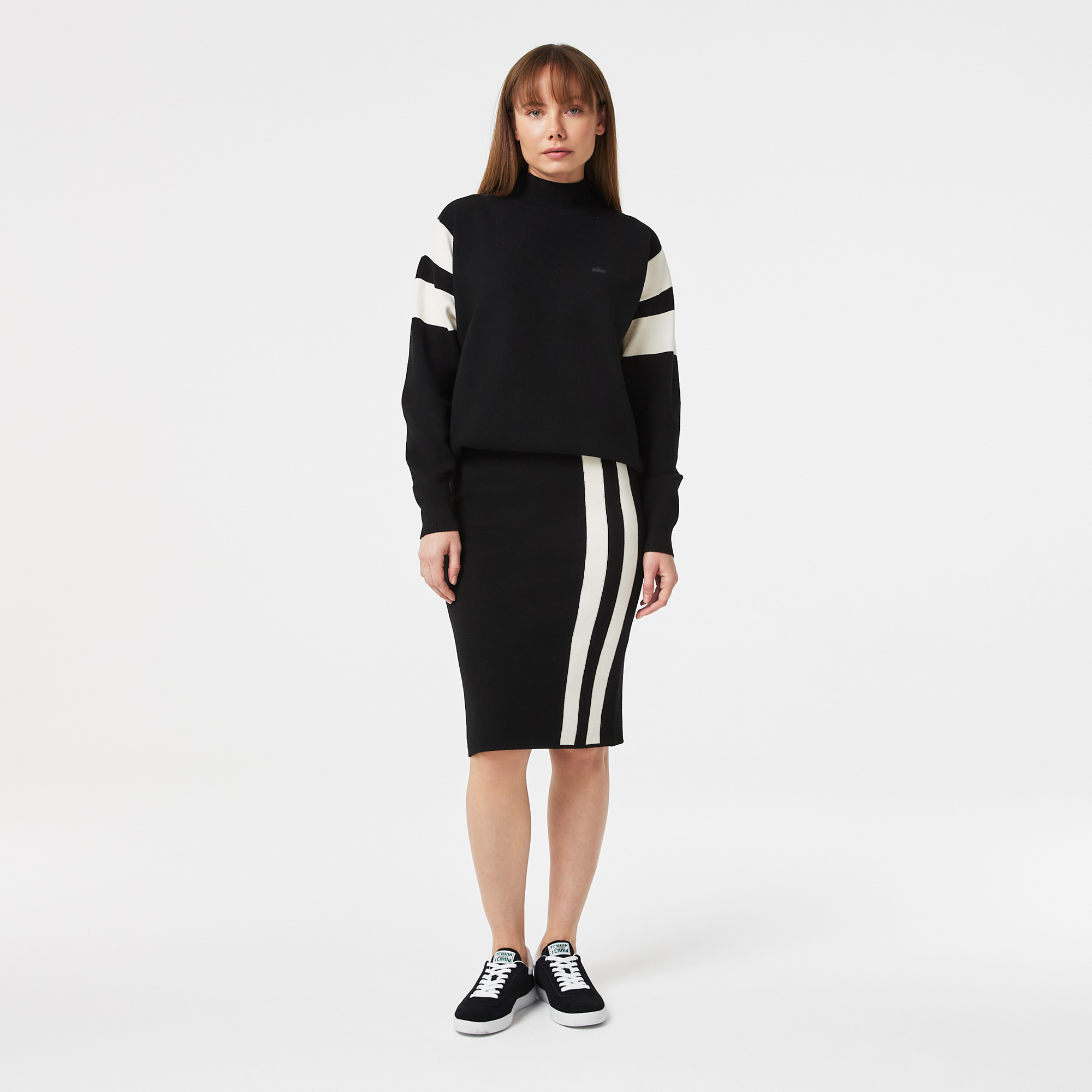 

Женская узкая юбка Lacoste с полосой, Чёрный