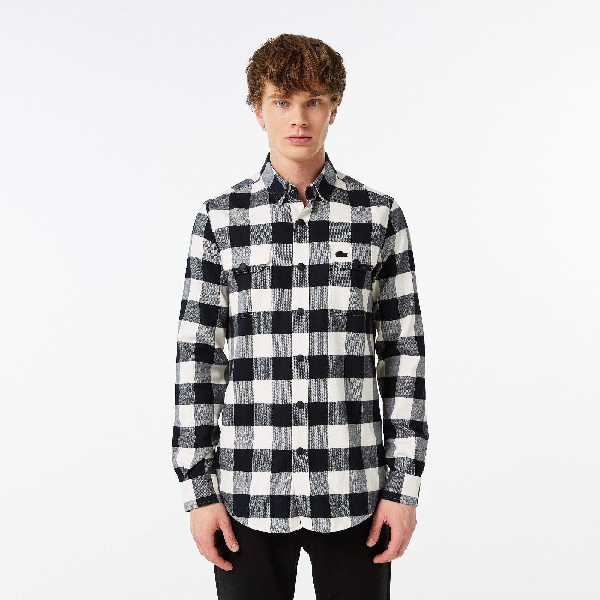 Мужская клетчатая рубашка Lacoste Slim Fit, черный, арт. CH2311