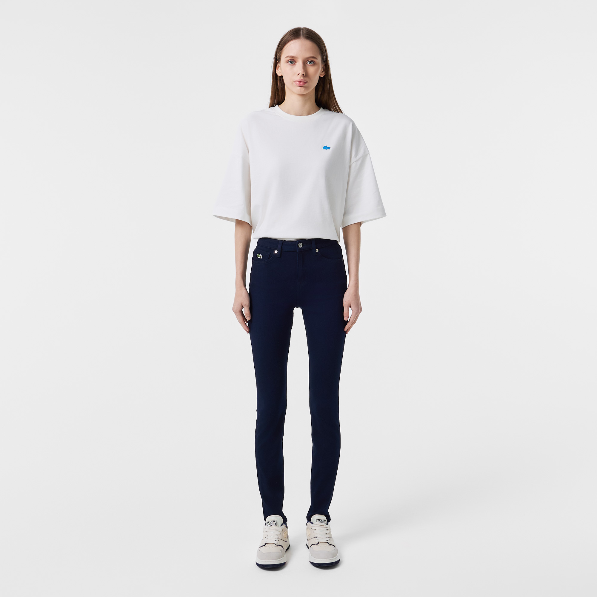 Джинсы Lacoste с высокой талией, синий, арт. HF0250