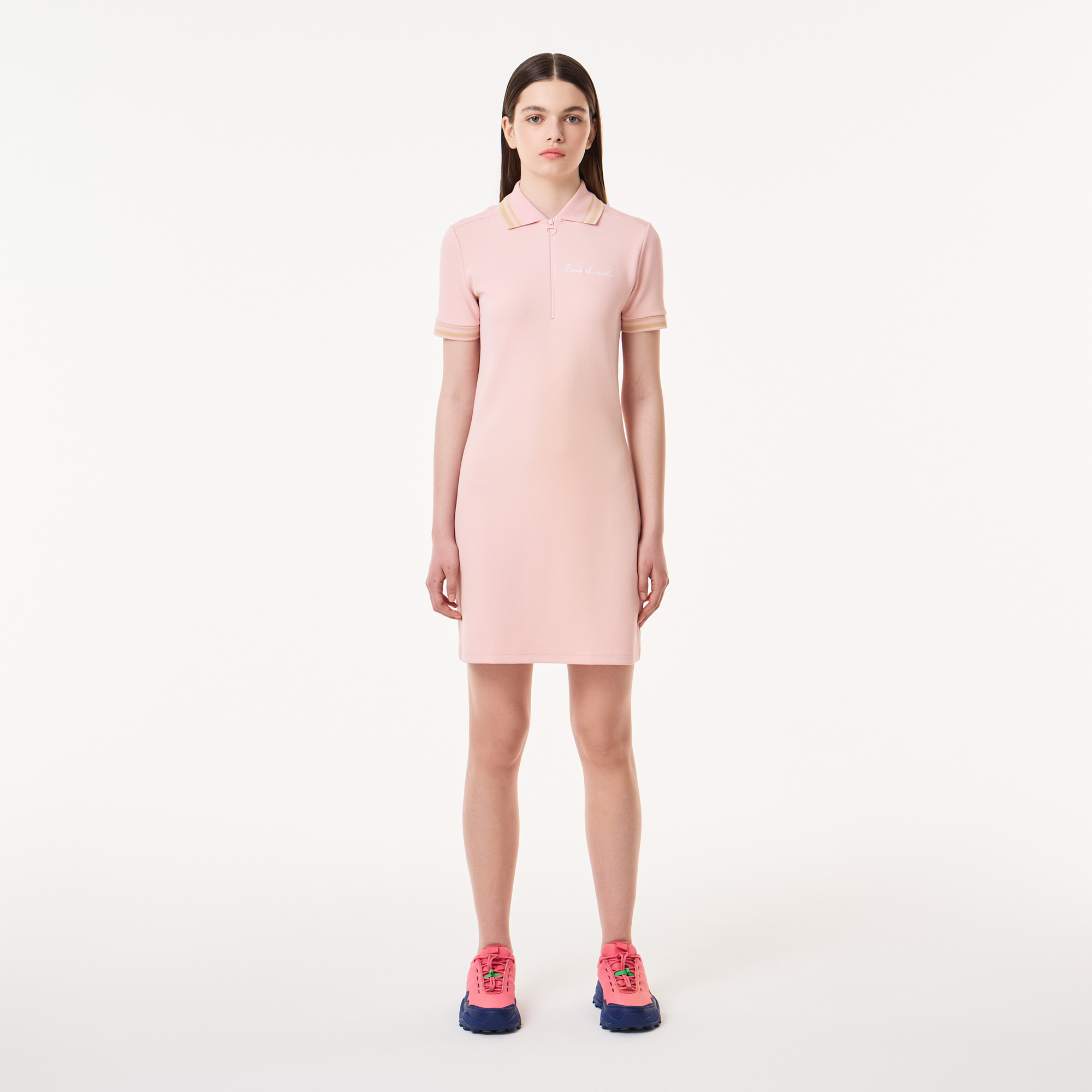 Женское платье Lacoste с коротким рукавом, розовый, арт. EF0403