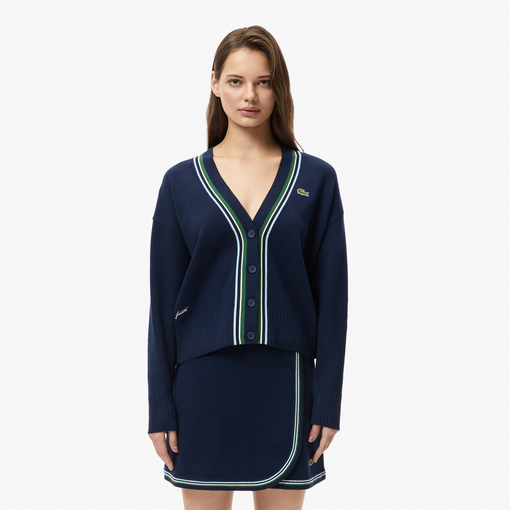 Вязаный кардиган Lacoste, синий, арт. AF2621