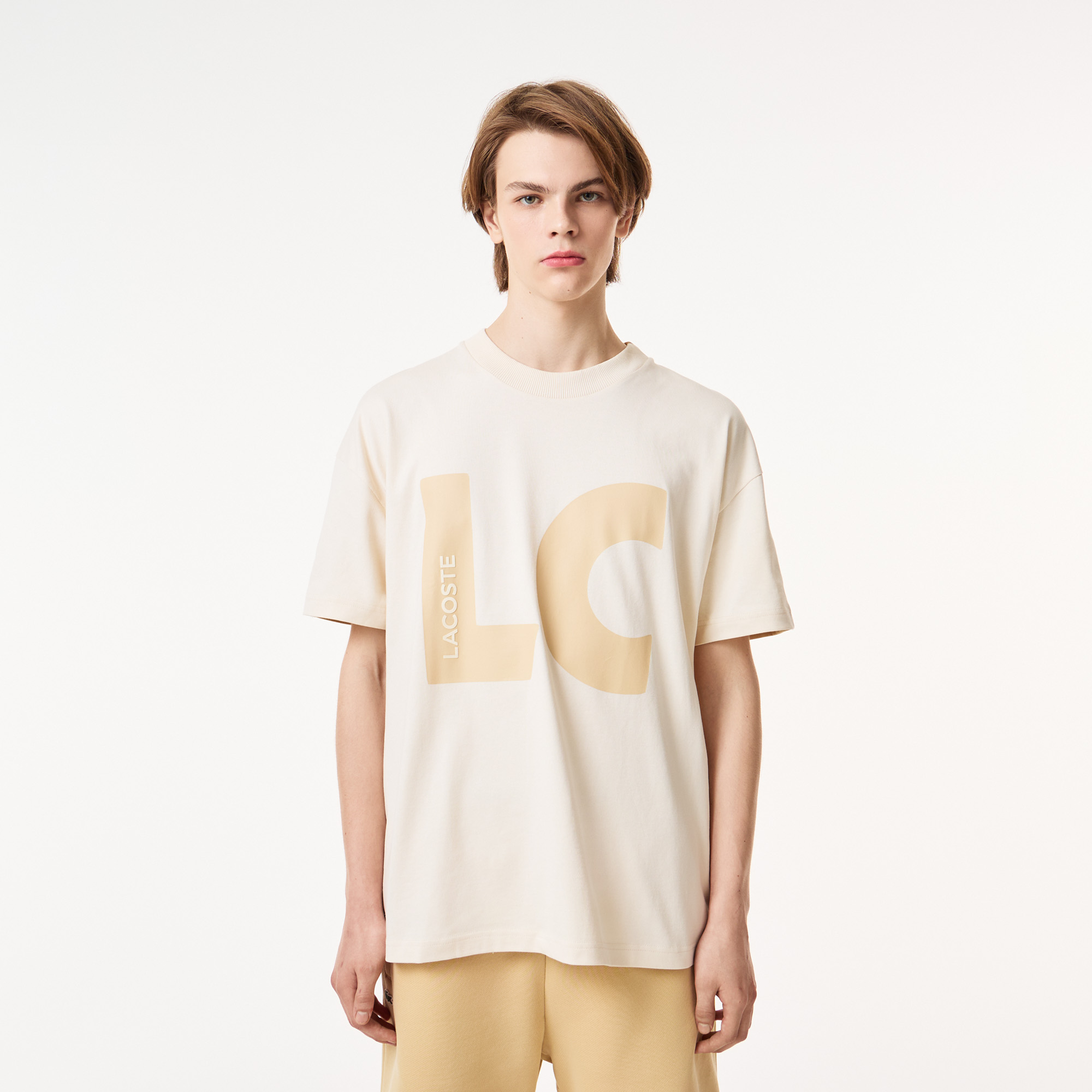 

Мужская хлопковая футболка Lacoste, Бежевый