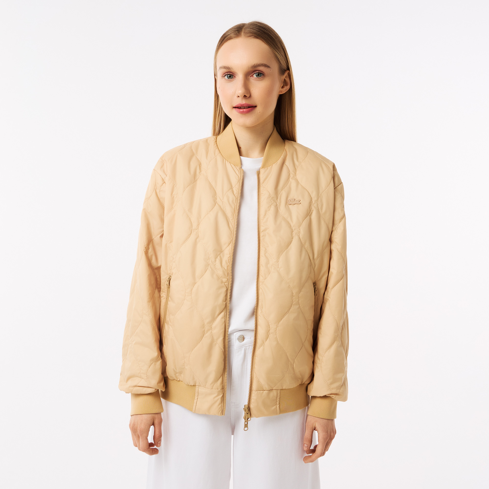 

Женская стёганая двухсторонняя куртка Lacoste, Бежевый
