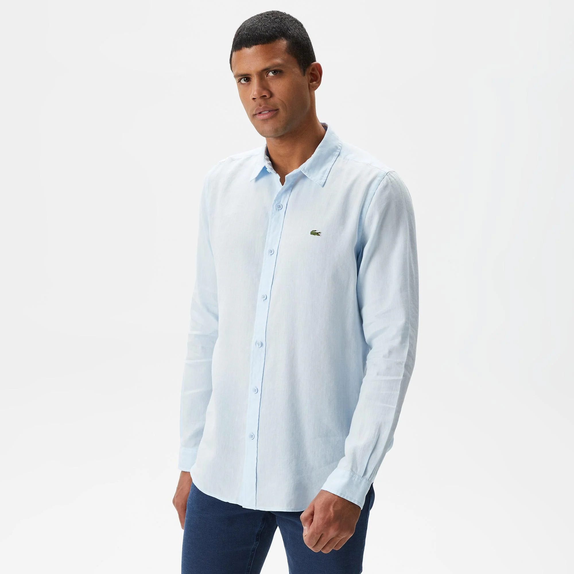 Мужская рубашка Lacoste из смеси льна, голубой, арт. CH0410S