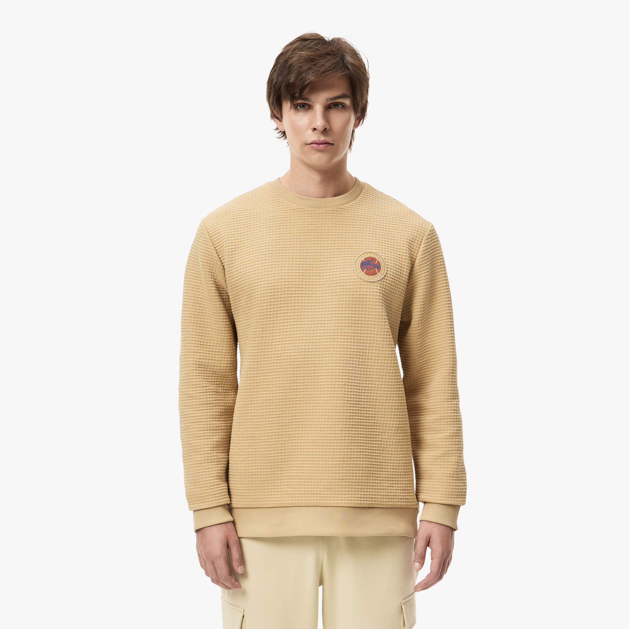 Лонгслив Lacoste Tennis Heritage, бежевый, арт. TH2633