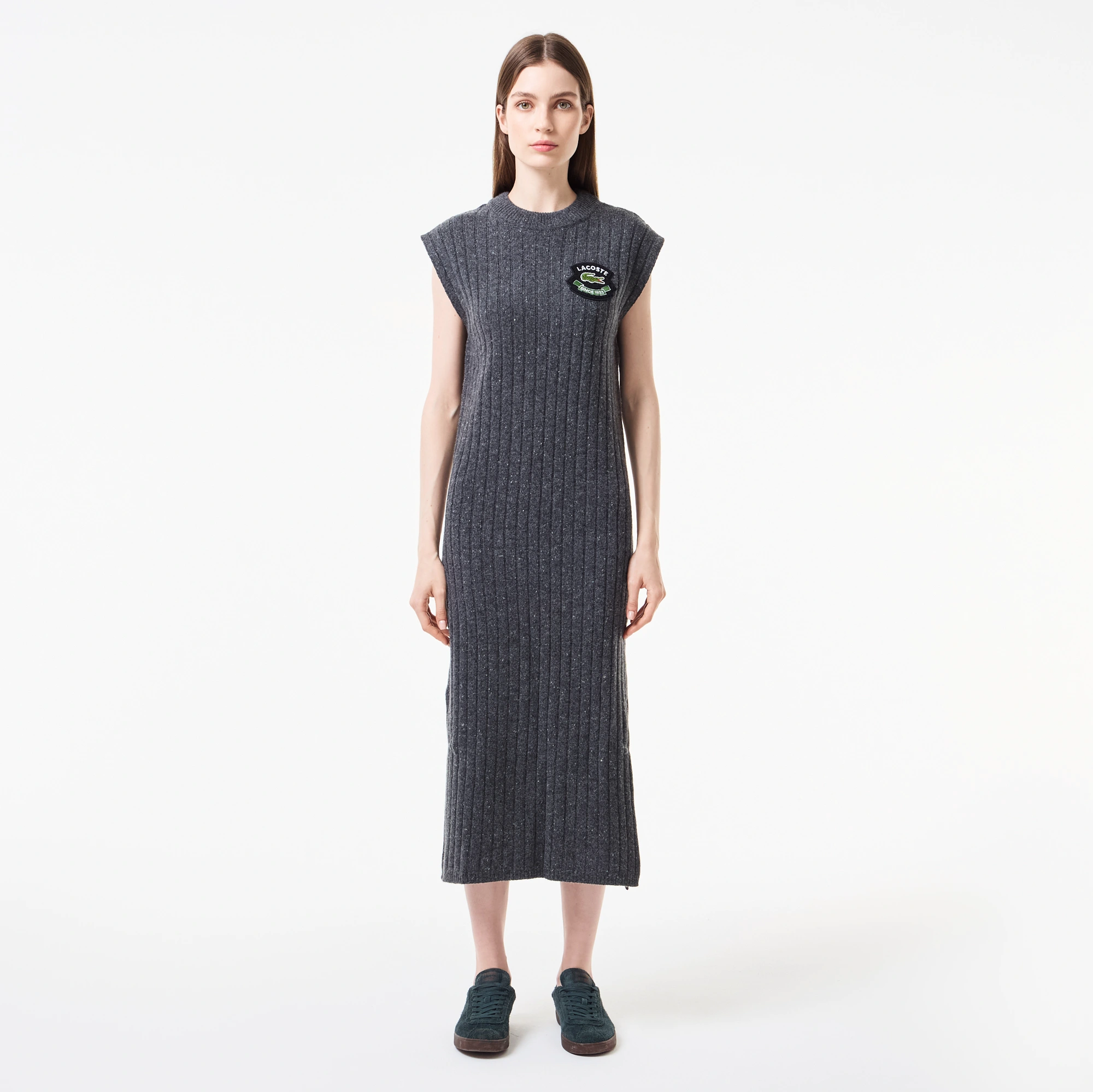 

Женское обтягивающее шерстяное платье Lacoste, Серый