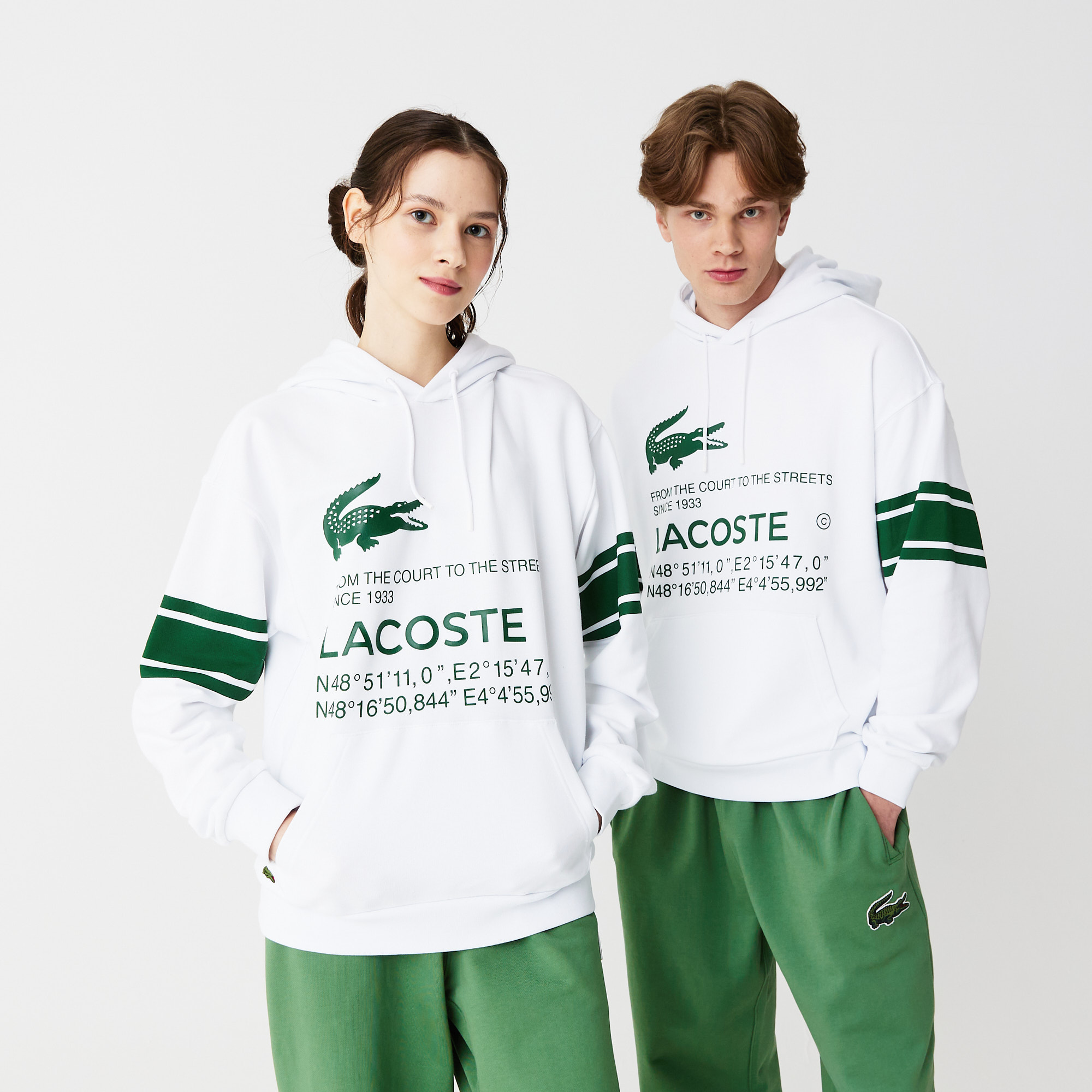 

Толстовка - худи Lacoste оверсайз унисекс, Белый