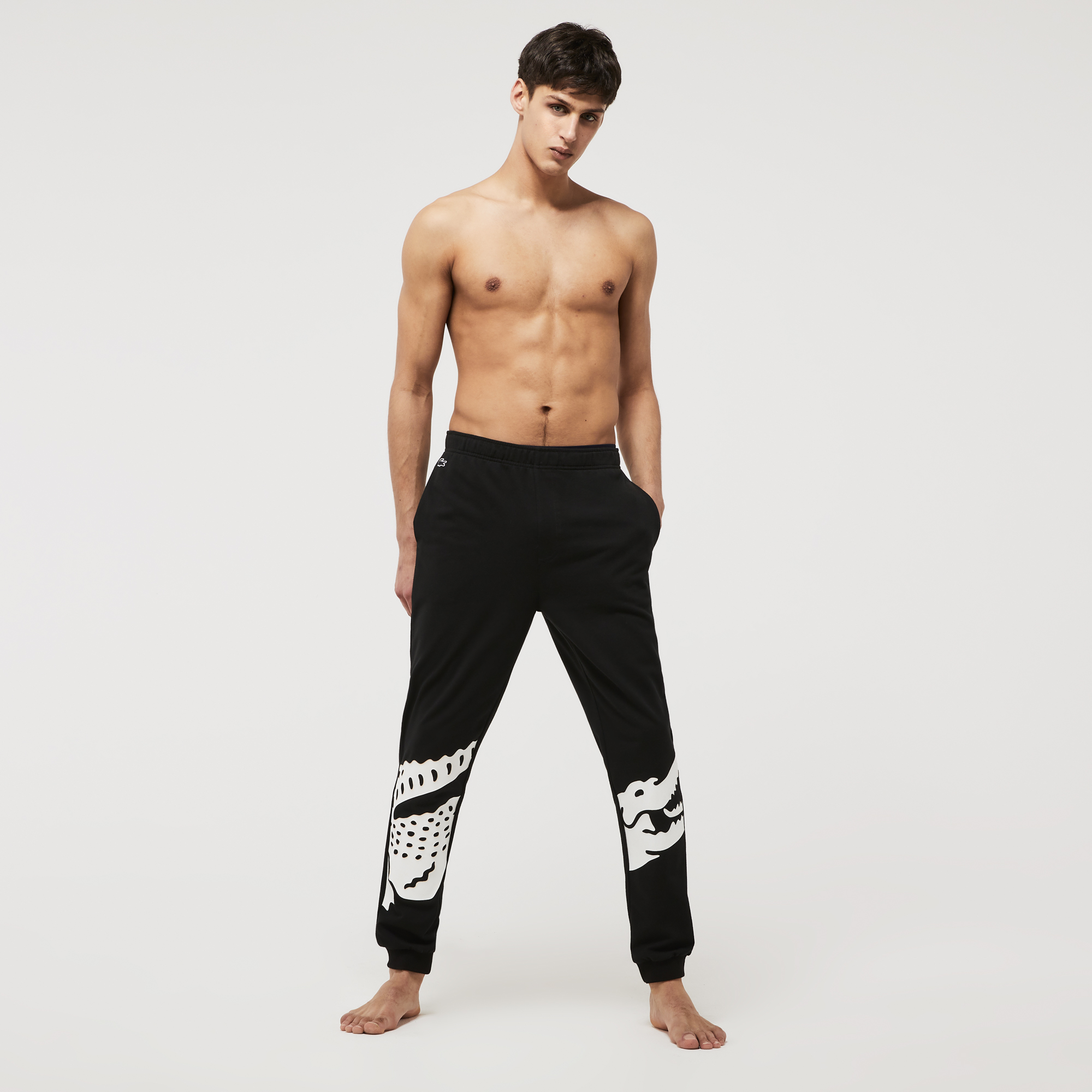 Мужские пижамные брюки Lacoste с принтом, черный, арт. 3H1246