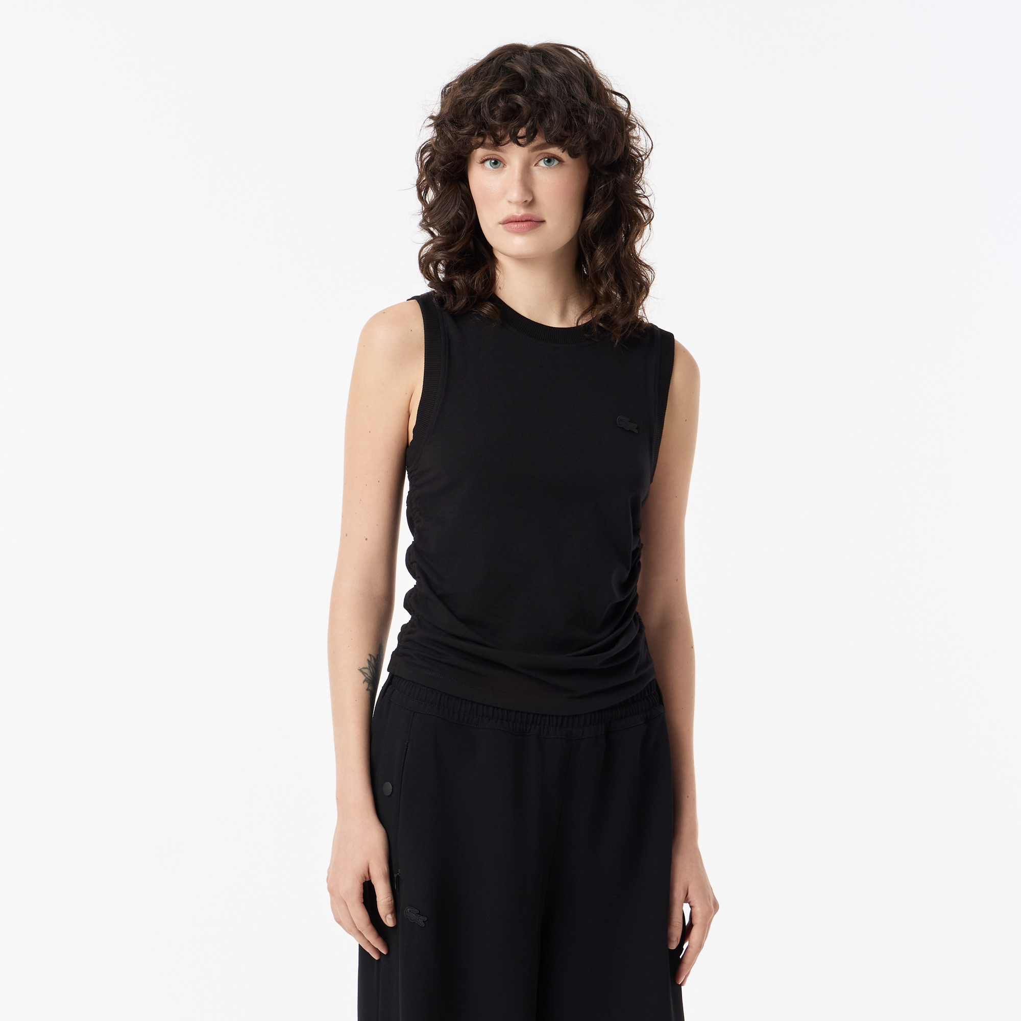 

Женский топ Lacoste из эластичного хлопка, Чёрный