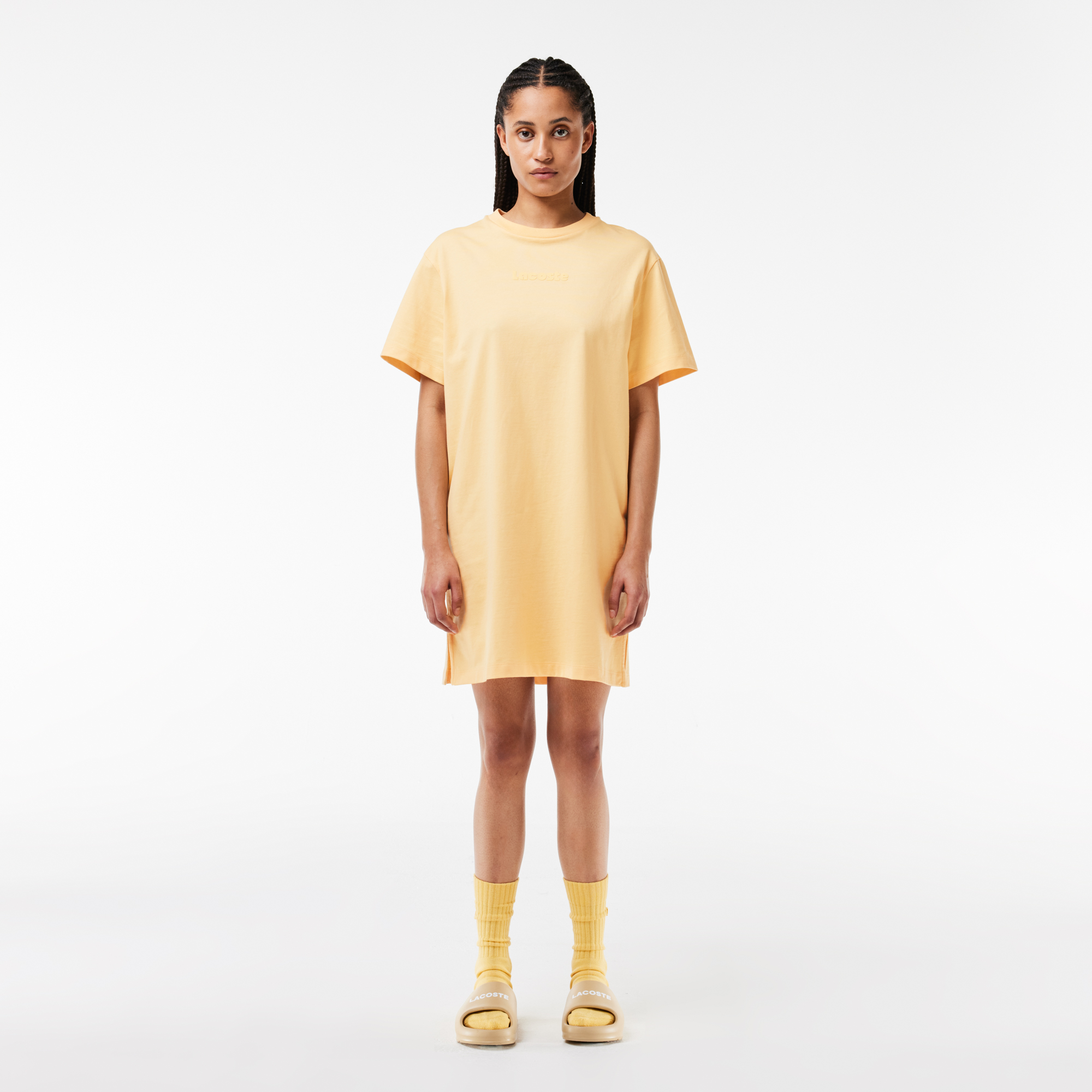 Трикотажное платье Lacoste с коротким рукавом OVERSIZED, оранжевый, арт. EF7287