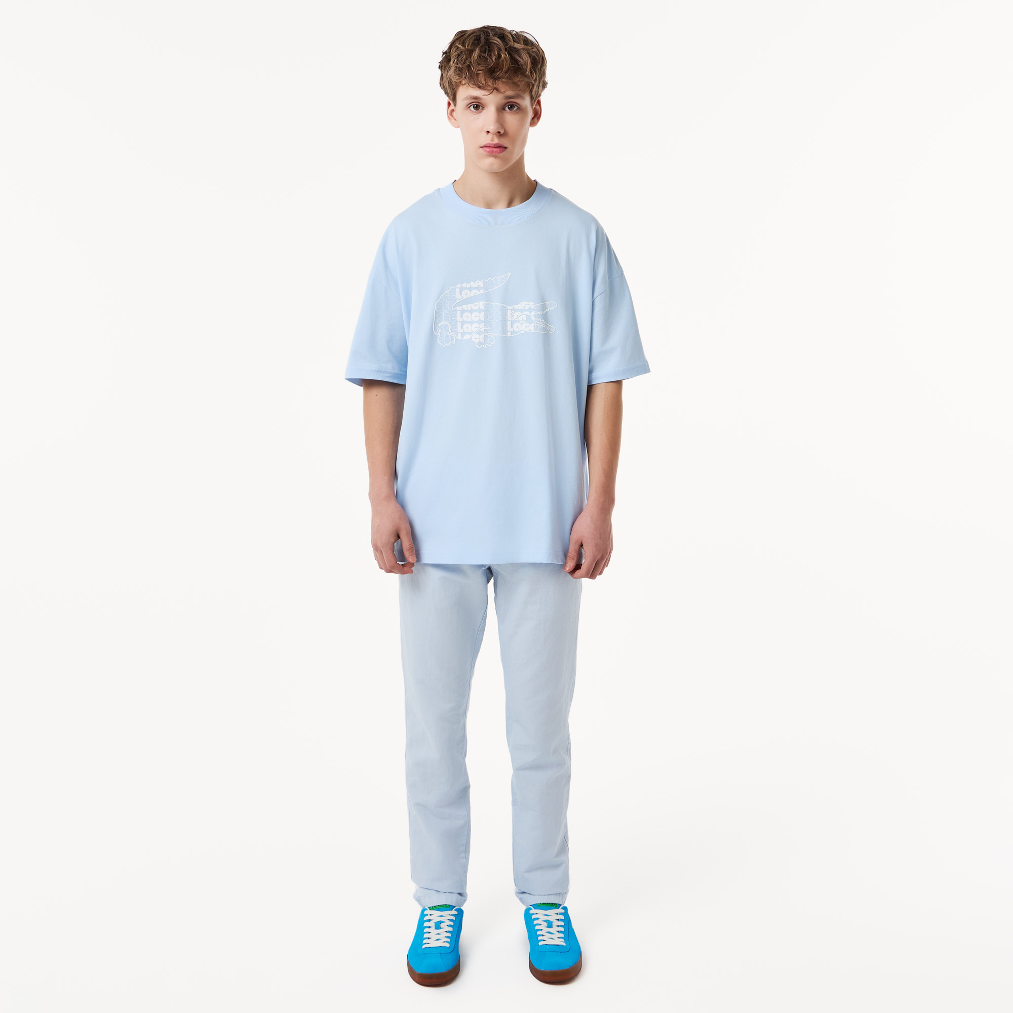 Мужские брюки Lacoste Slim Fit из хлопка и льна, голубой, арт. HH0980