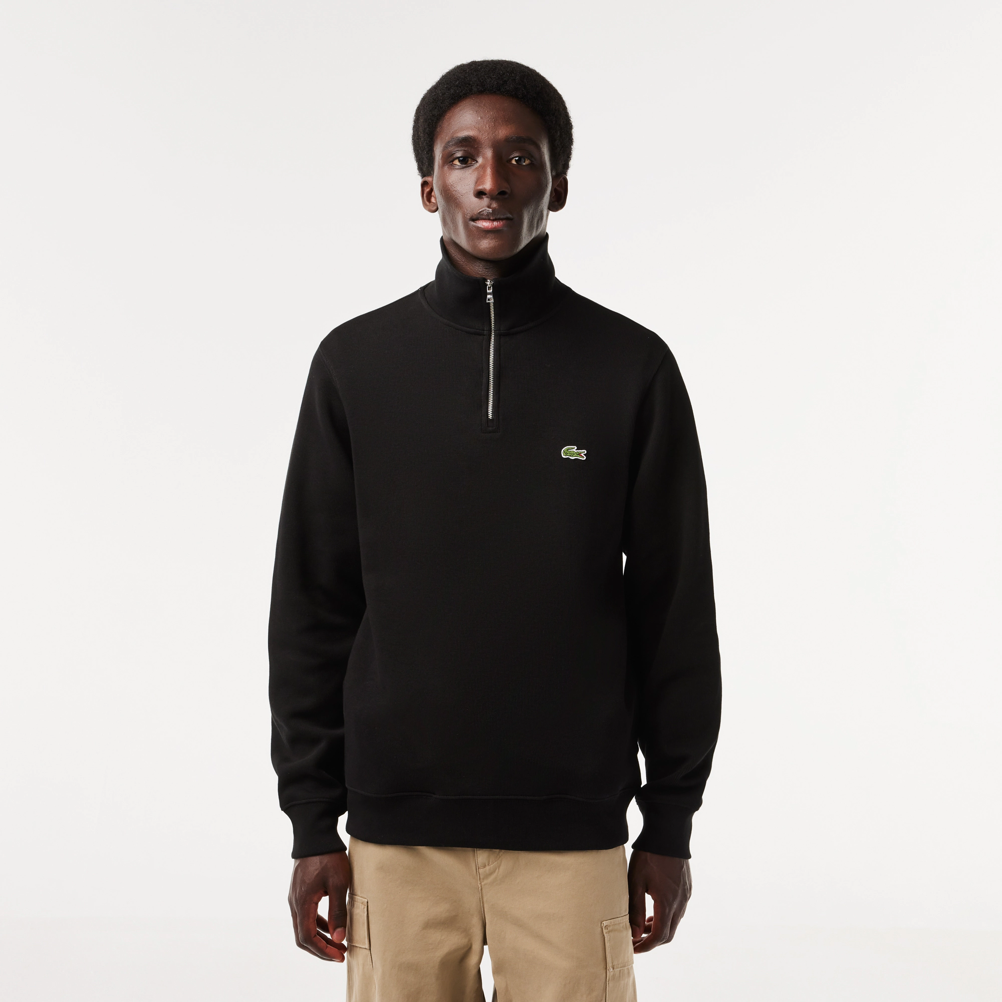 Мужская толстовка Lacoste на молнии с высоким воротом, черный, арт. SH1927