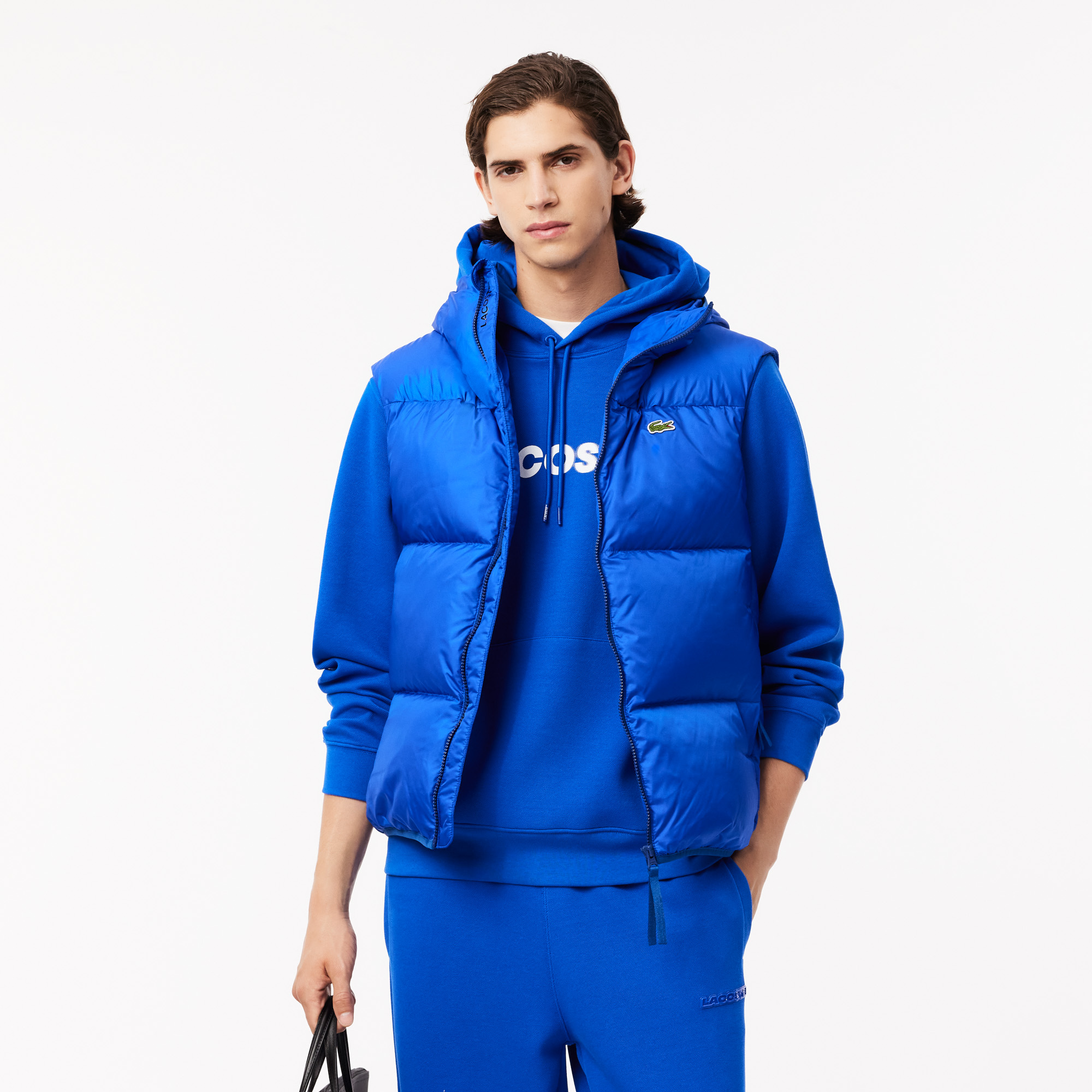 Мужской влагоотталкивающий жилет Lacoste с капюшоном, синий, арт. BH2895