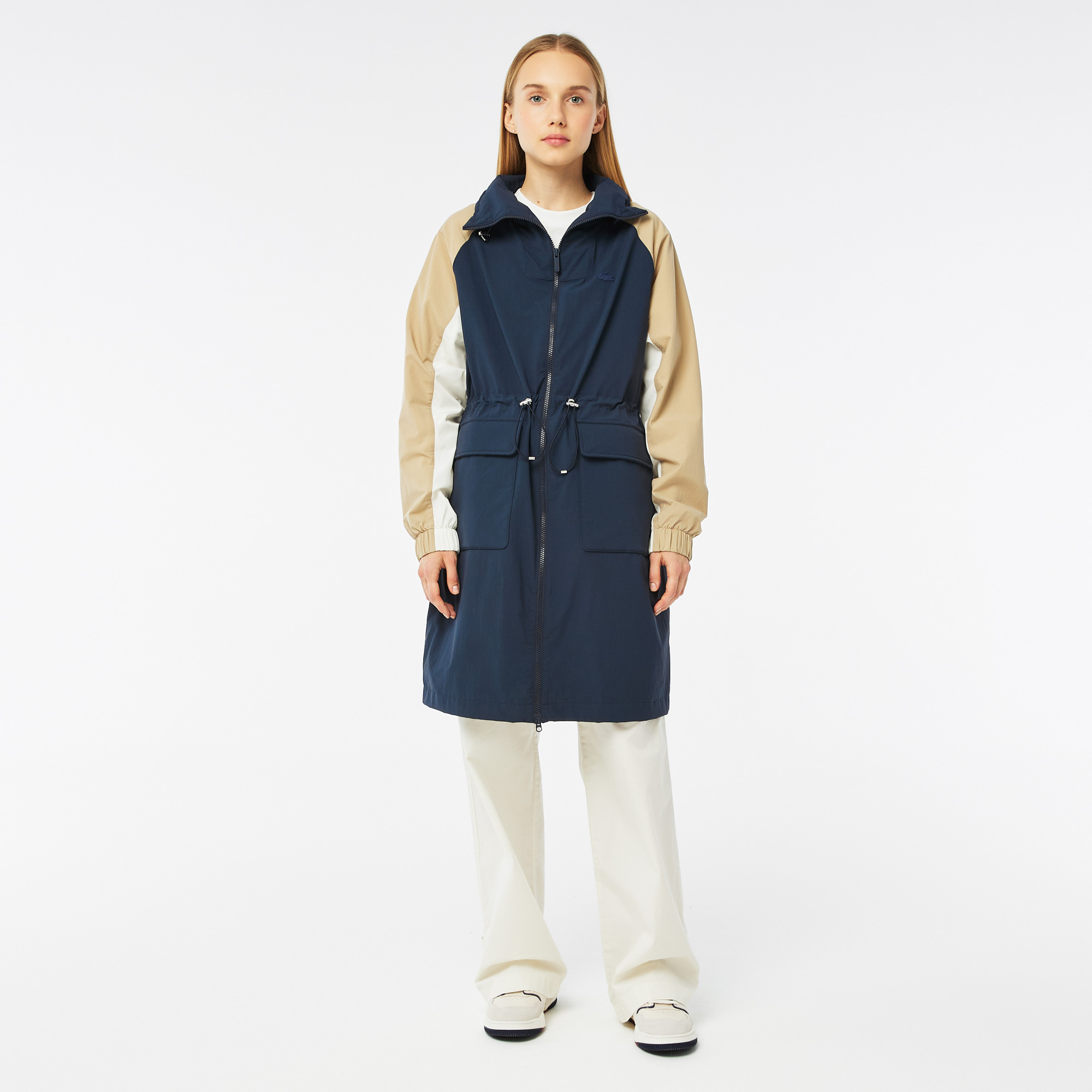 

Женская двухцветная парка Lacoste с поясом, Синий